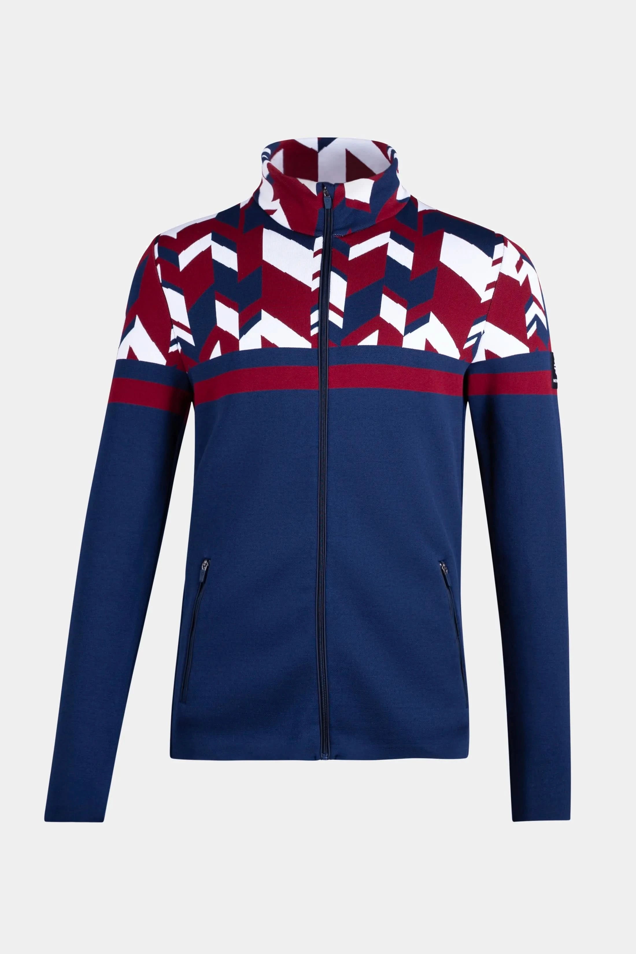 Men's zip-up turtleneck navy blue Back Bowls