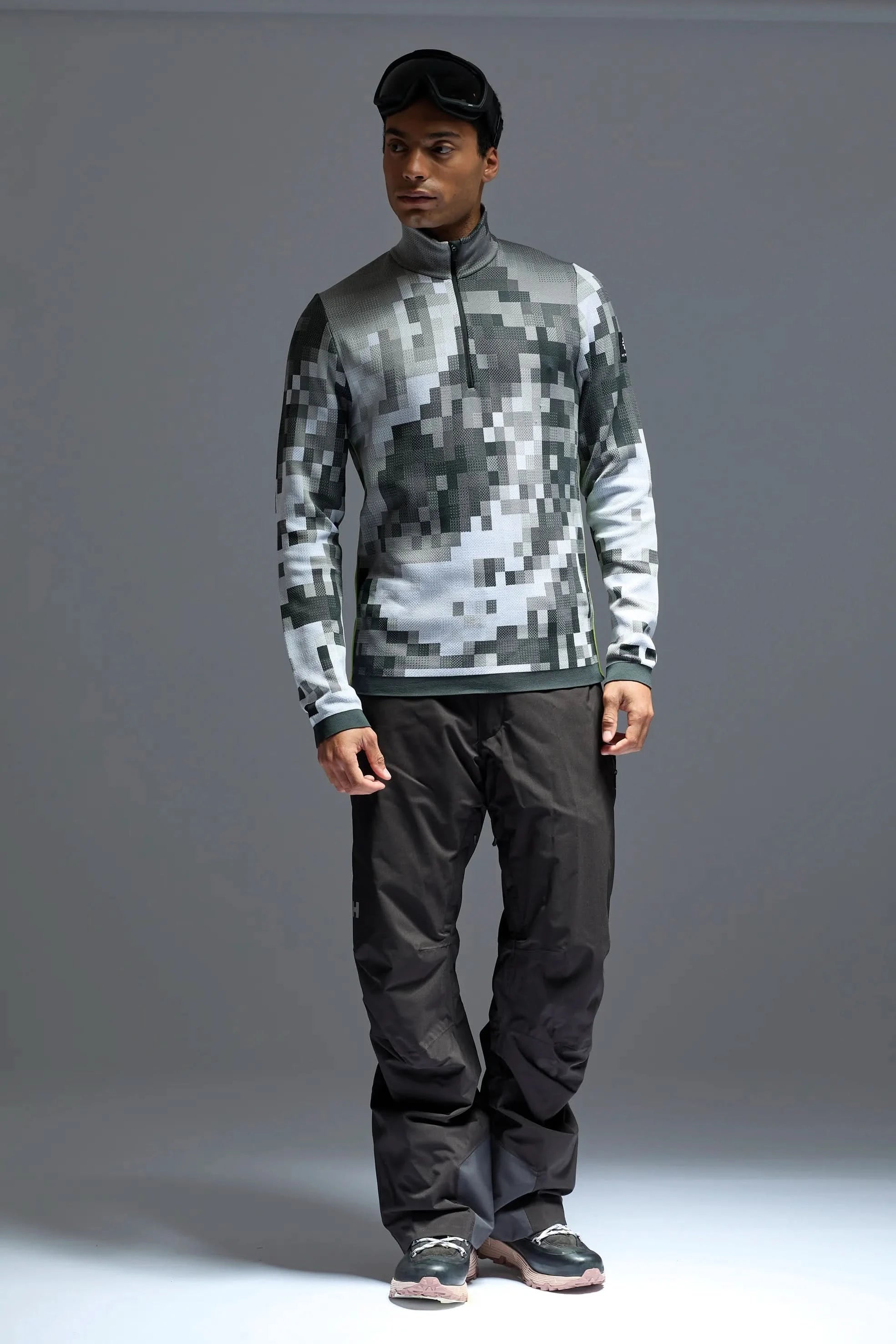 Męski golf 1/2 zip szary print Elverum