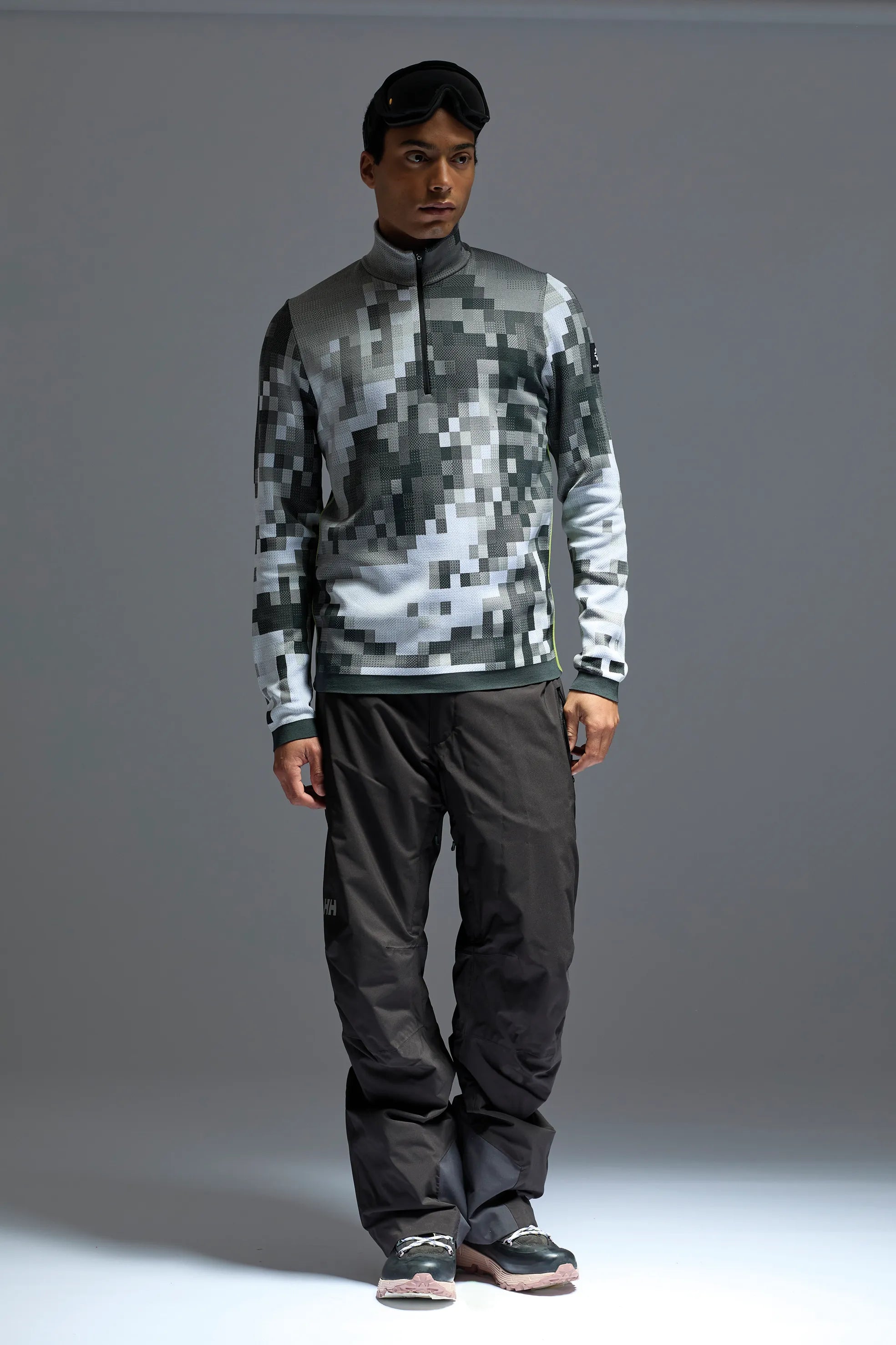 Męski golf 1/2 zip szary print Elverum