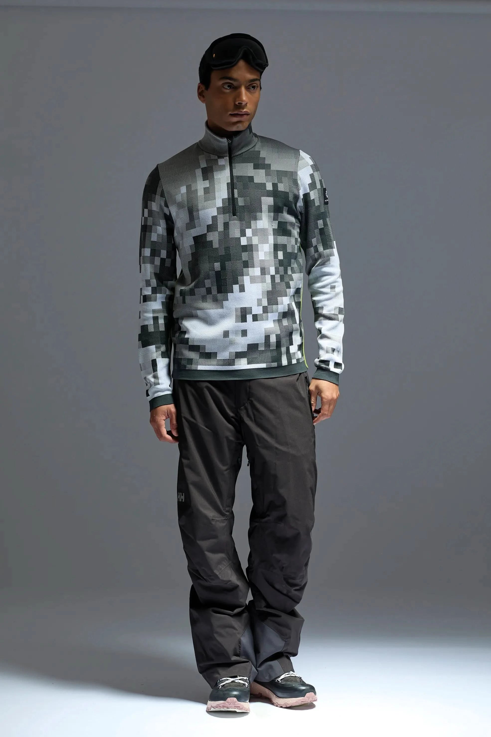 Men's 1/2 zip grey print Elverum golf