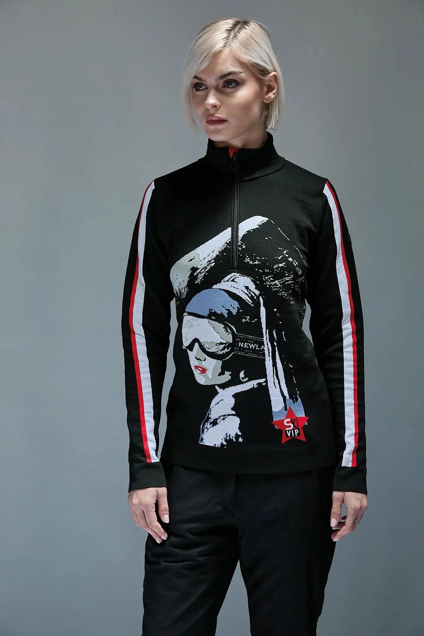 Damski golf 1/2 zip z narciarskim printem Oslo