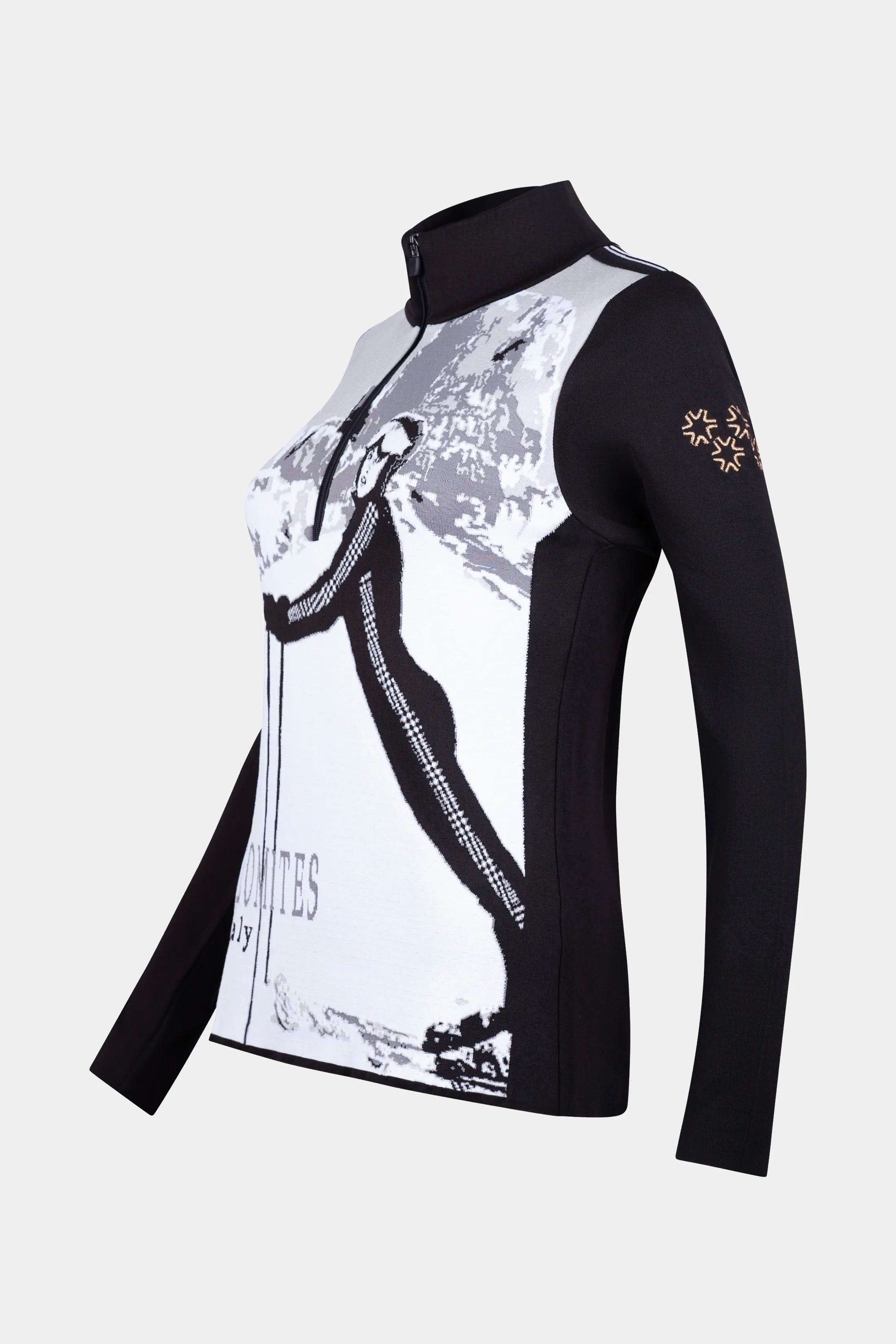 Damski golf 1/2 zip z narciarskim printem Teide