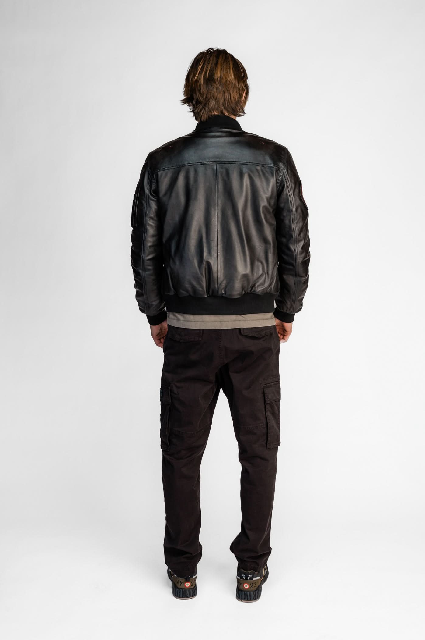 Men's leather bomber jacket