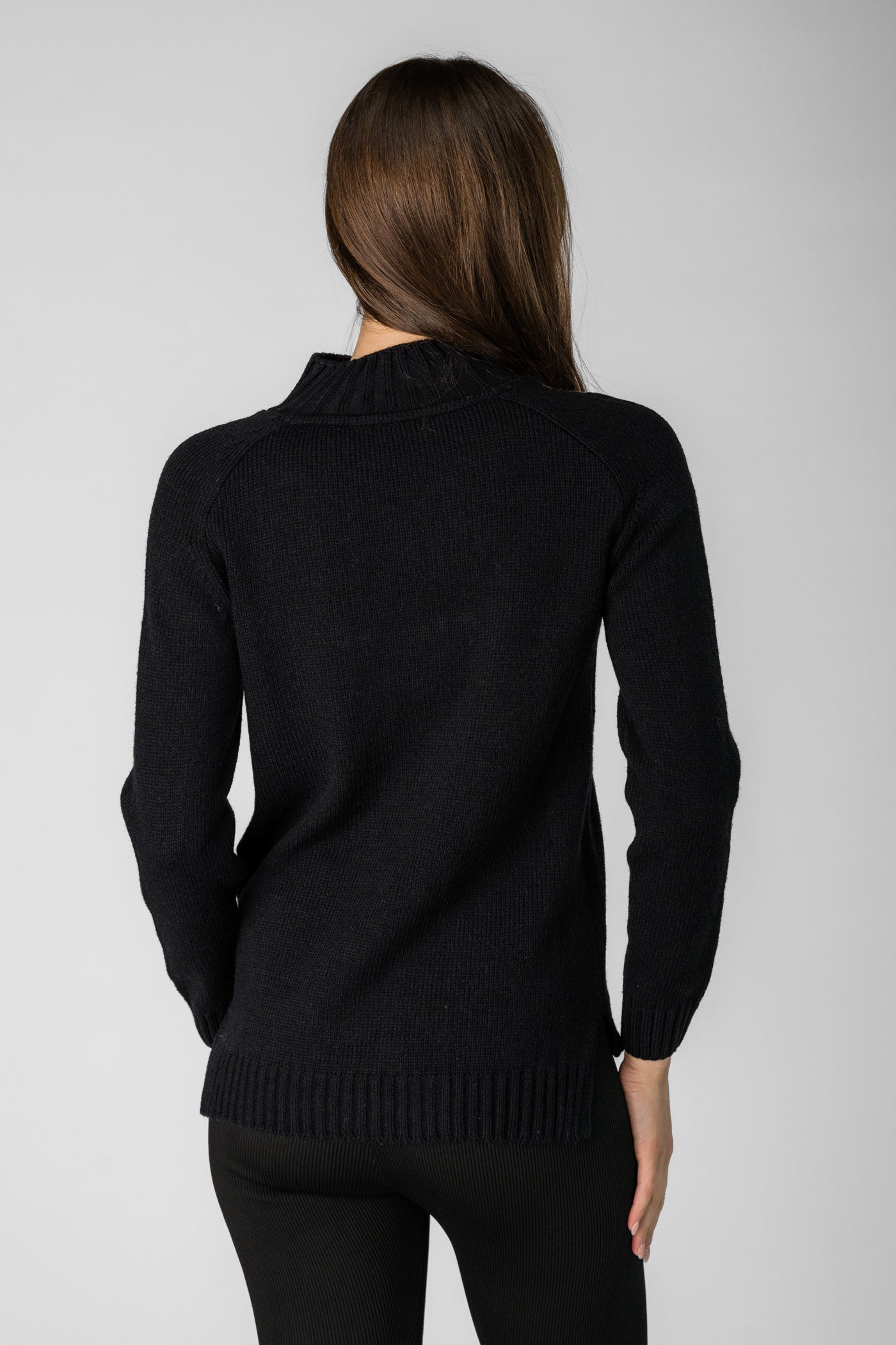 Czarny damski golf 1/2 zip z gwiazdą Plan de Corones