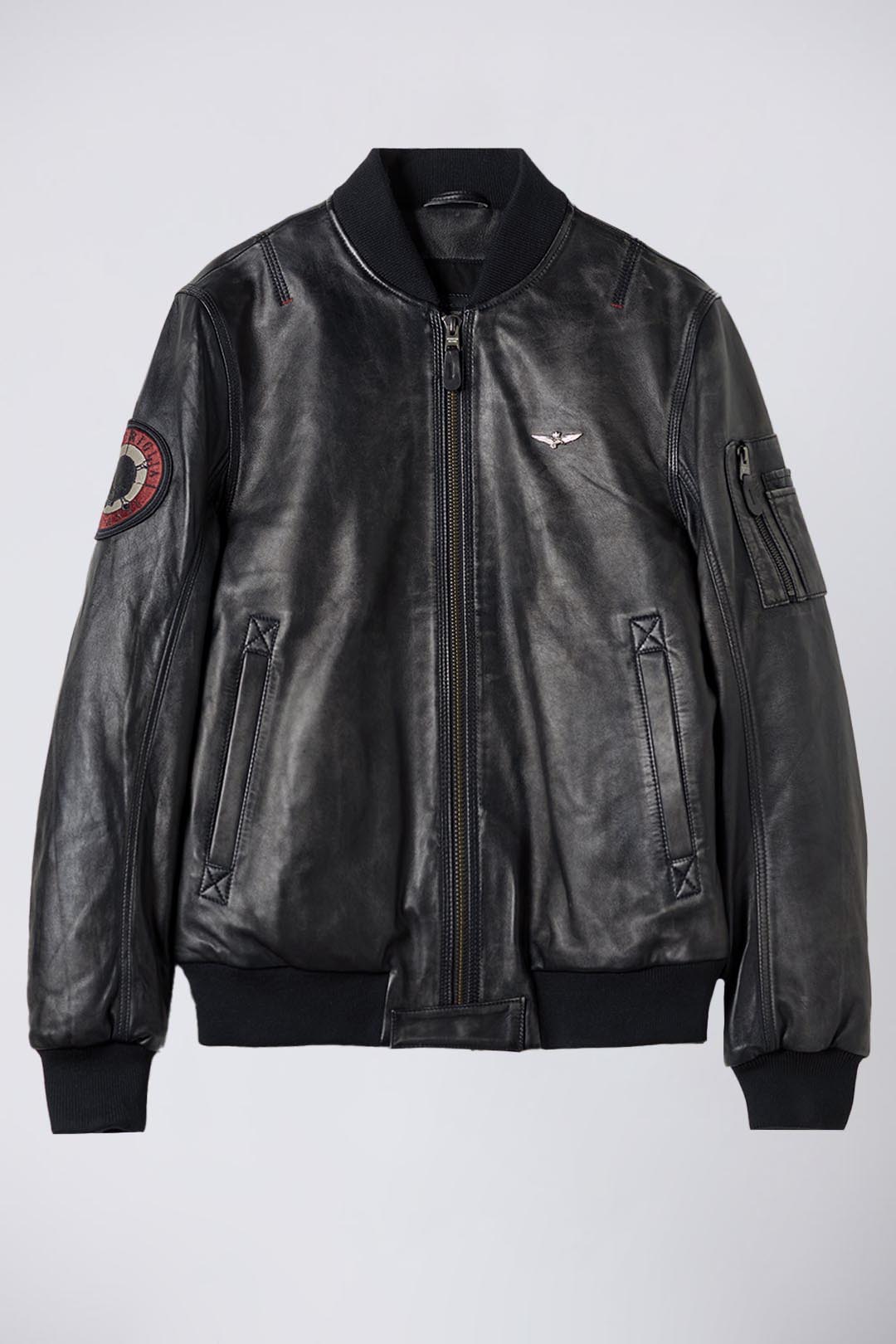 Men's leather bomber jacket