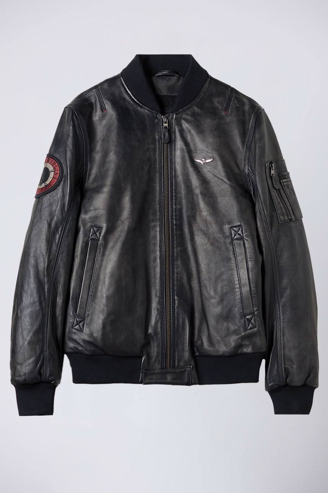 Men's leather bomber jacket