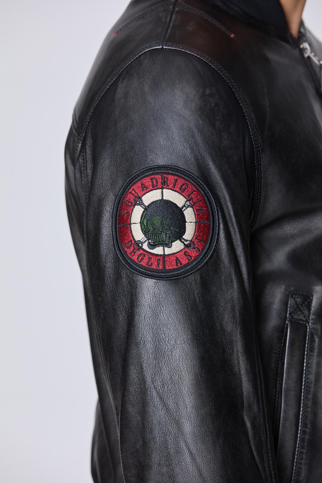 Men's leather bomber jacket