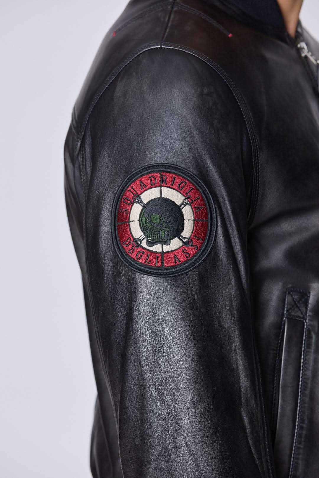 Men's leather bomber jacket