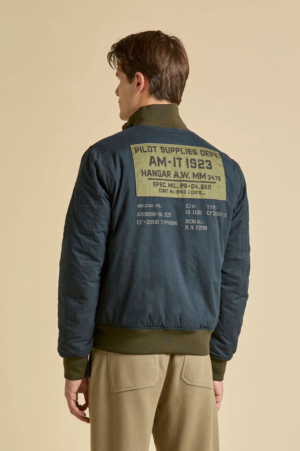 Navy blue military bomber jacket