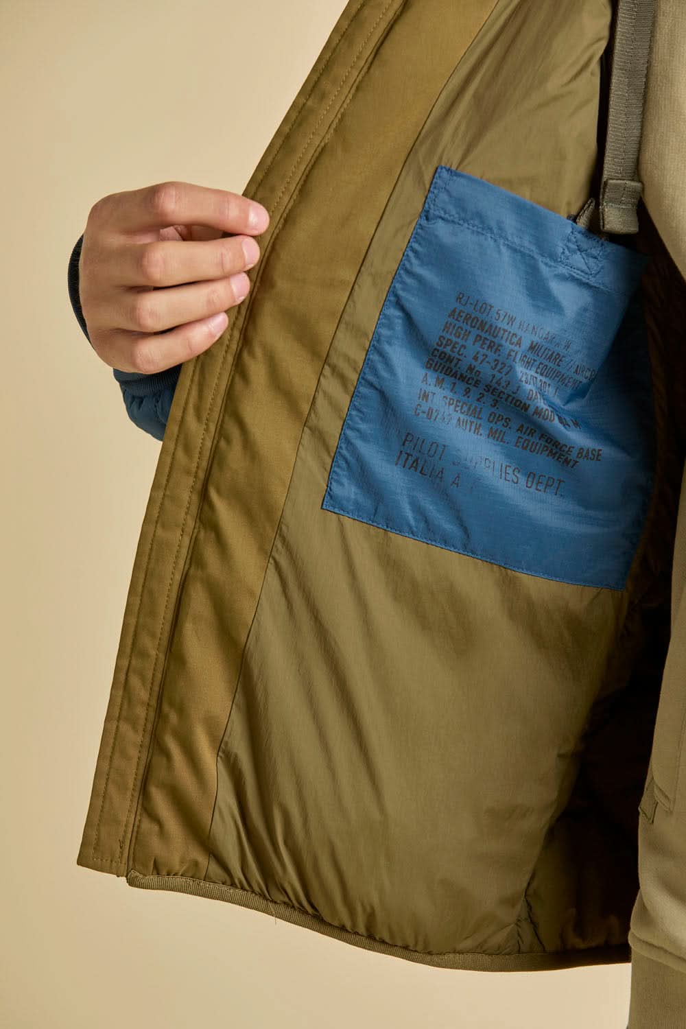 Avio blue quilted jacket with hood