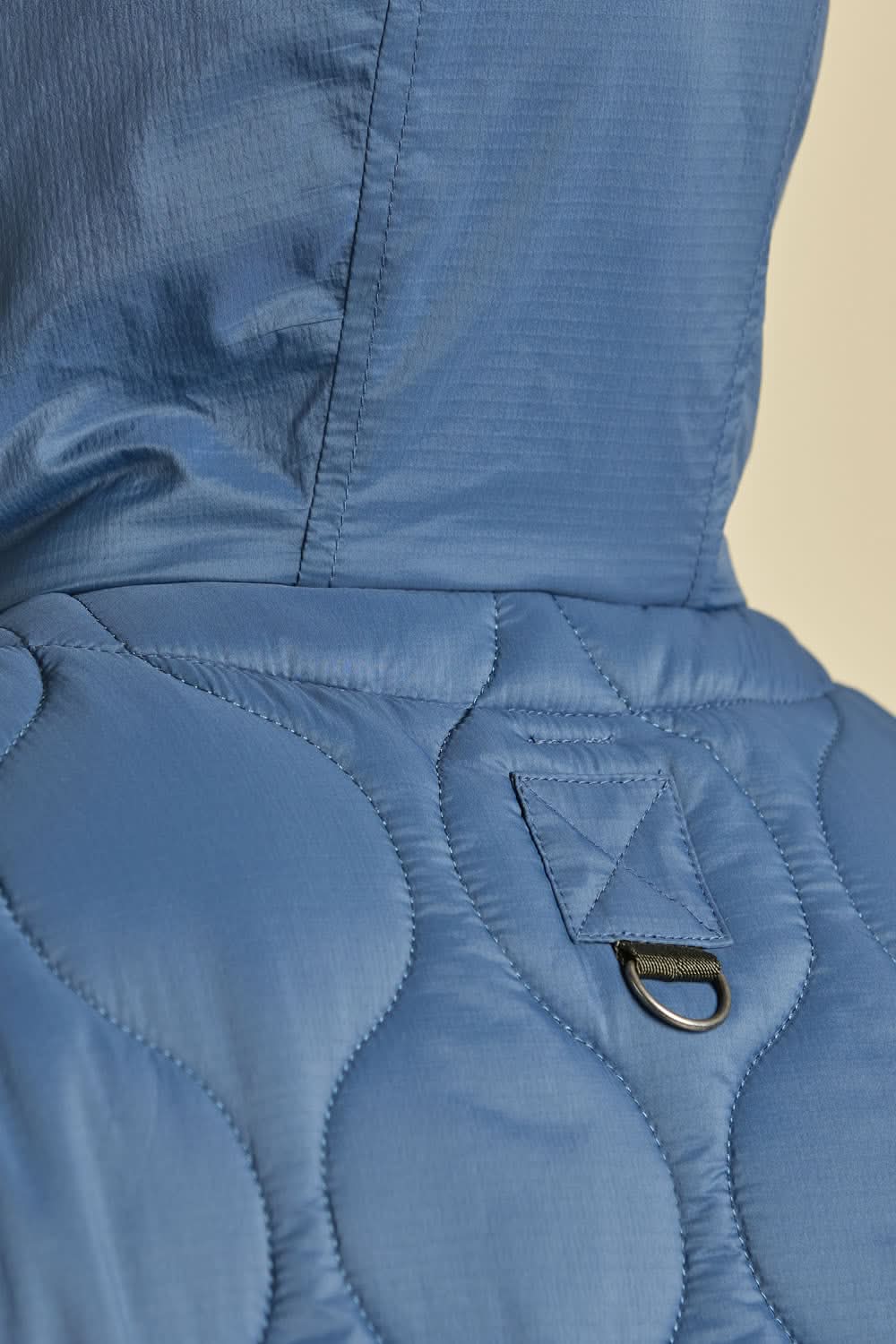 Avio blue quilted jacket with hood