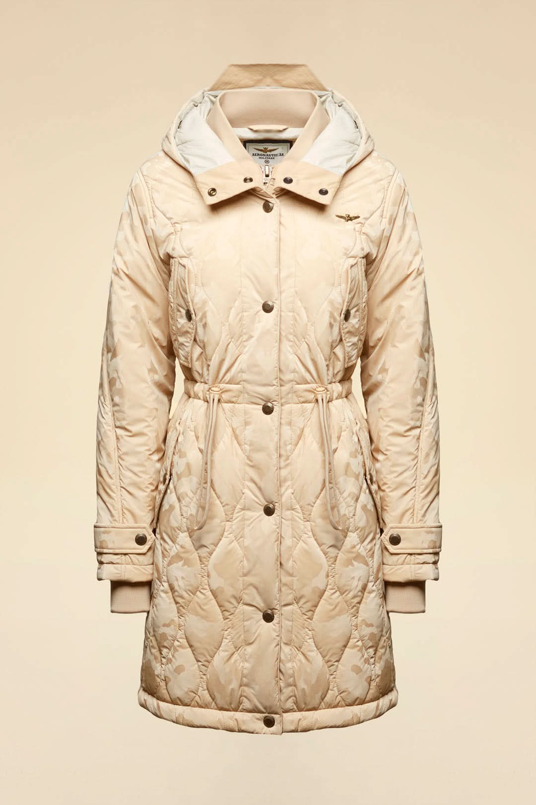 Parka pikowana z nadrukiem camouflage
