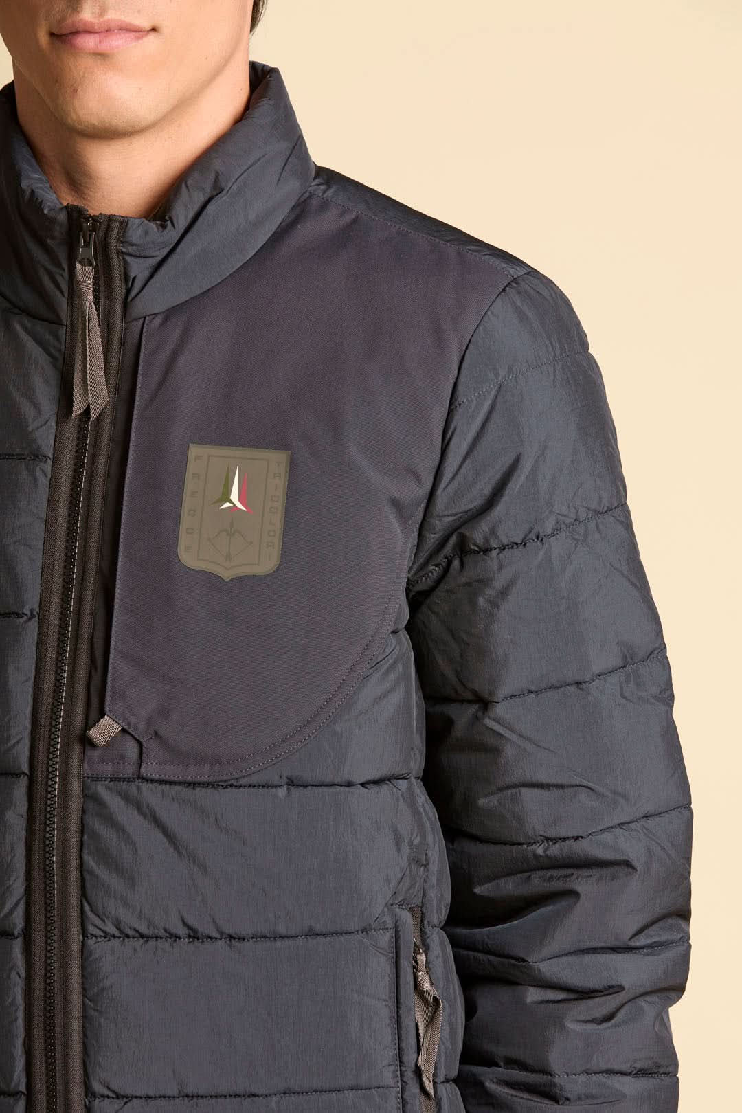 Blue nylon crinkle jacket