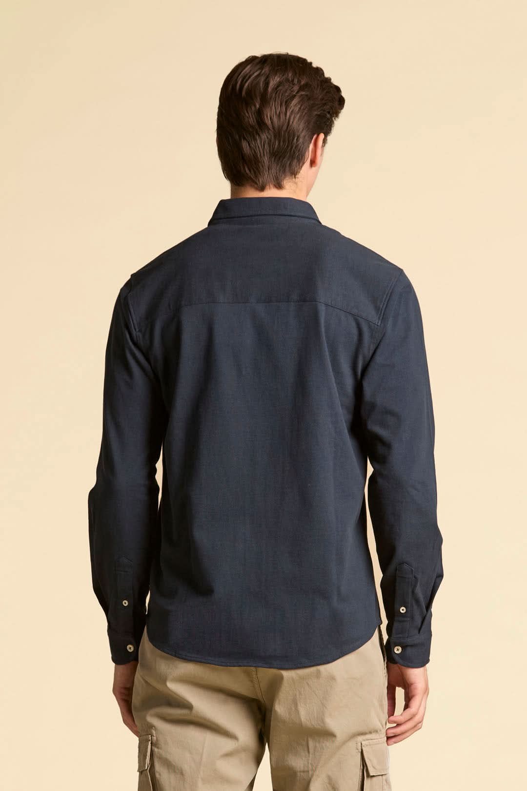 Navy blue long-sleeved shirt