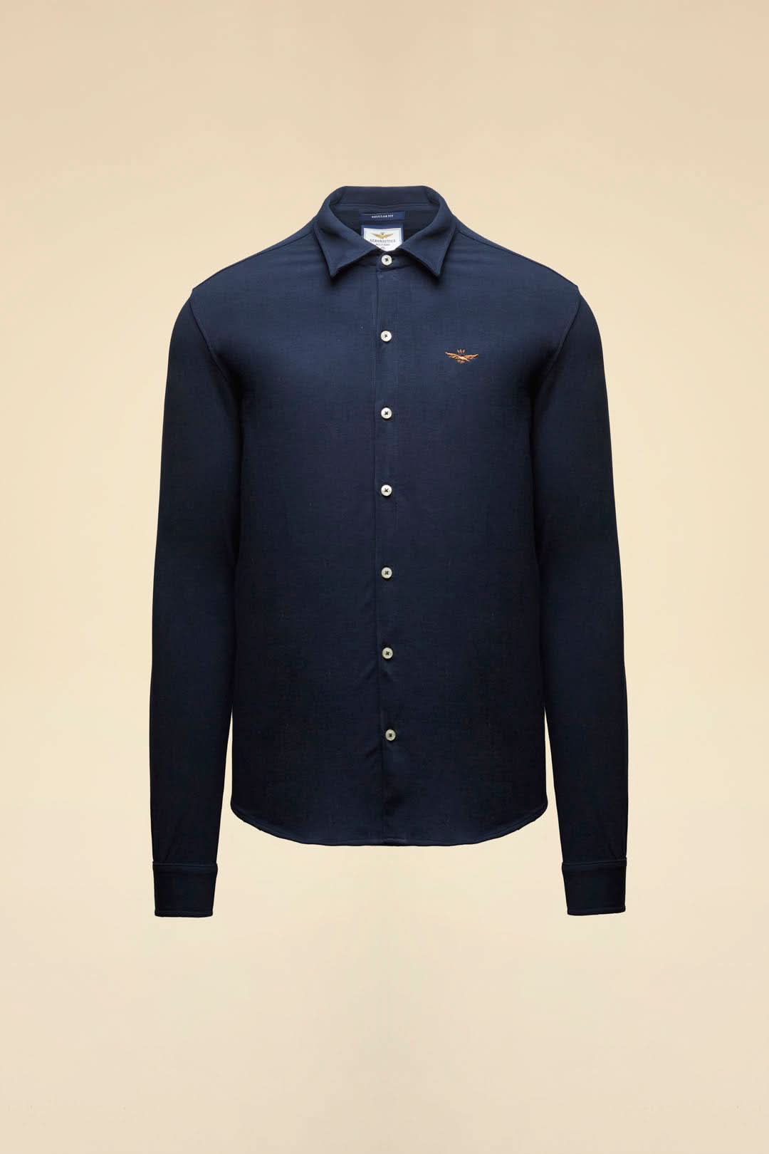 Navy blue long-sleeved shirt