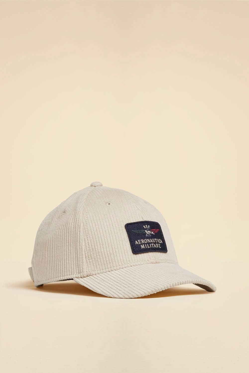 Cream ribbed velvet hat with eagle