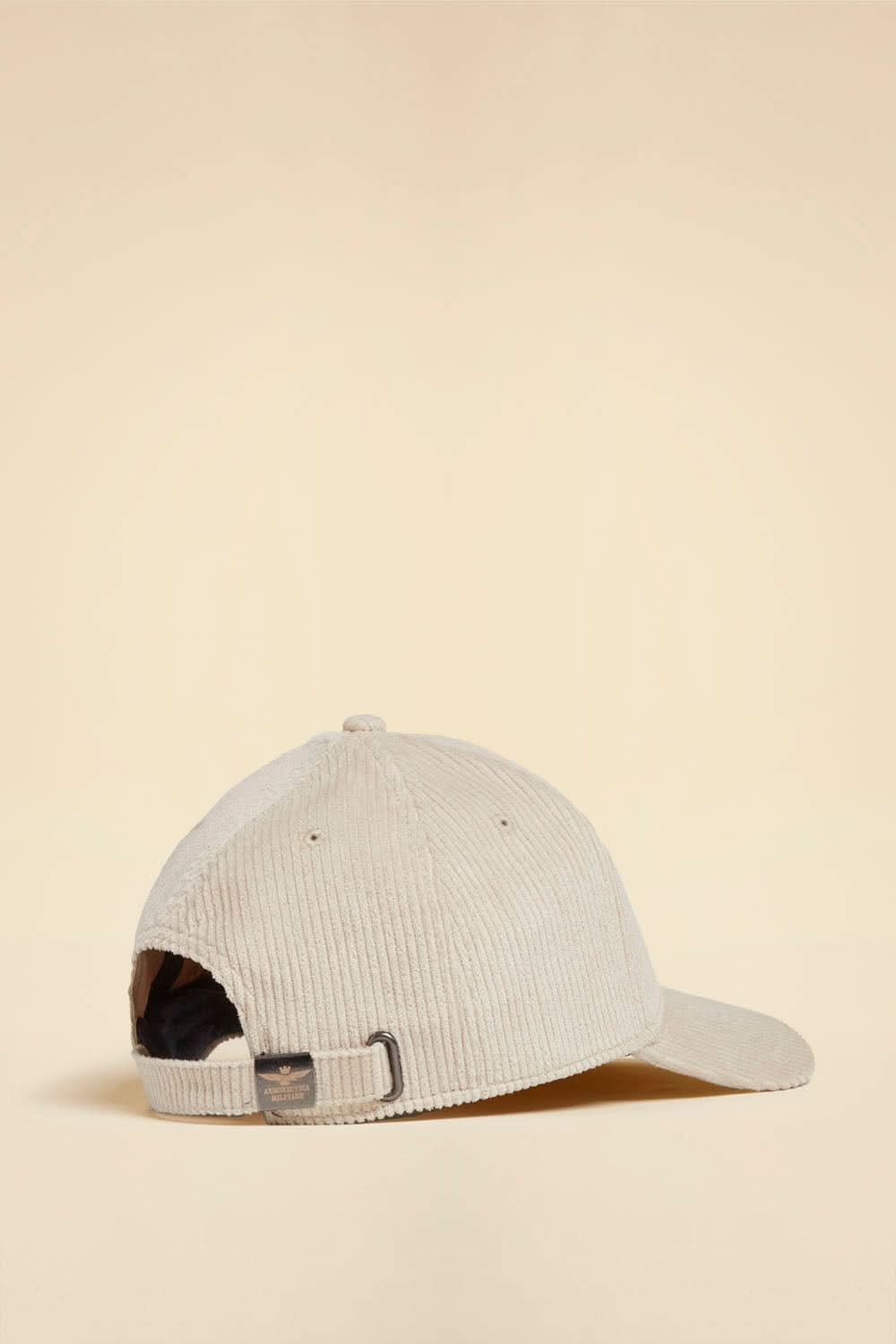 Cream ribbed velvet hat with eagle