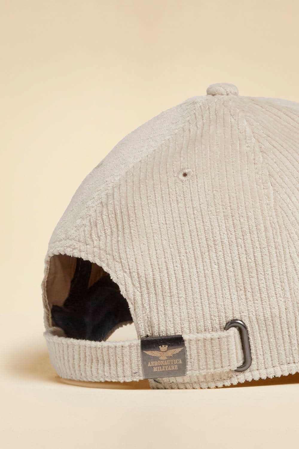 Cream ribbed velvet hat with eagle
