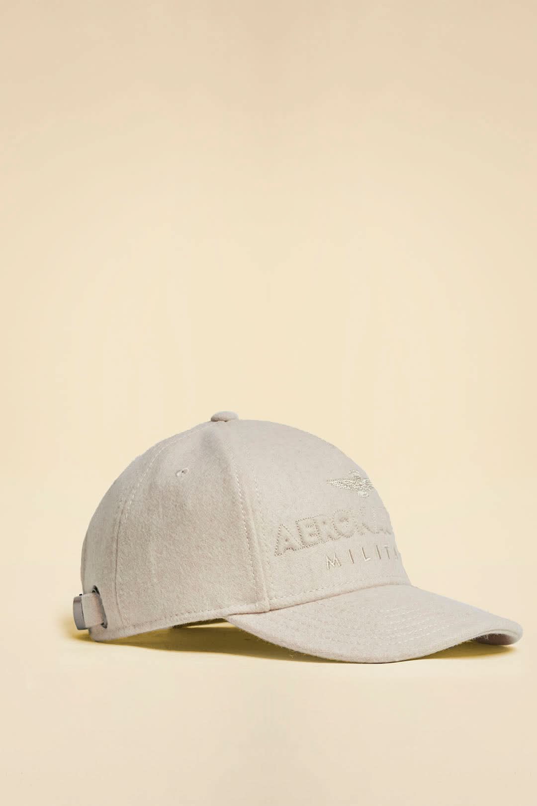 Beige wool hat with logo