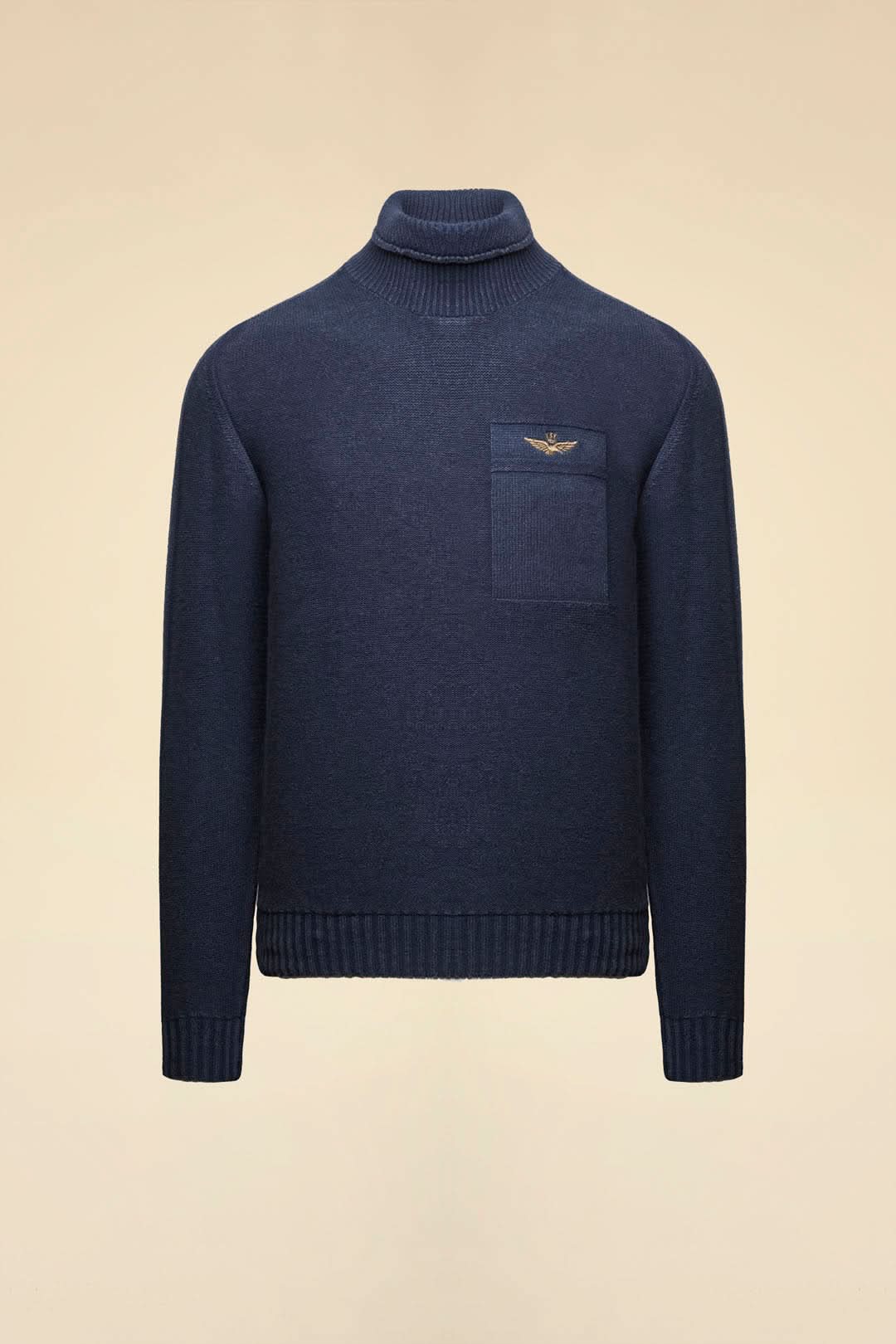 Navy blue turtleneck with wool