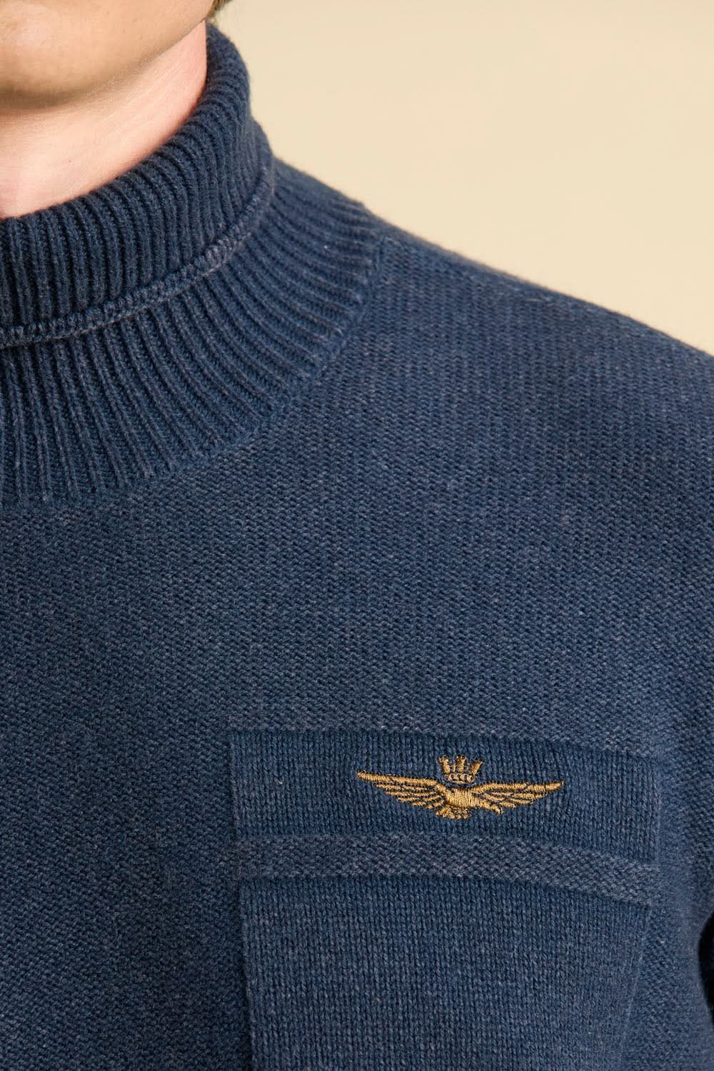 Navy blue turtleneck with wool