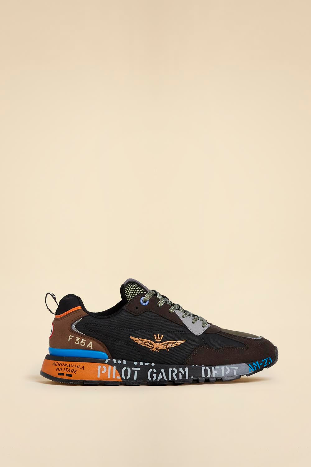 Sneakersy męskie czarno brązowe