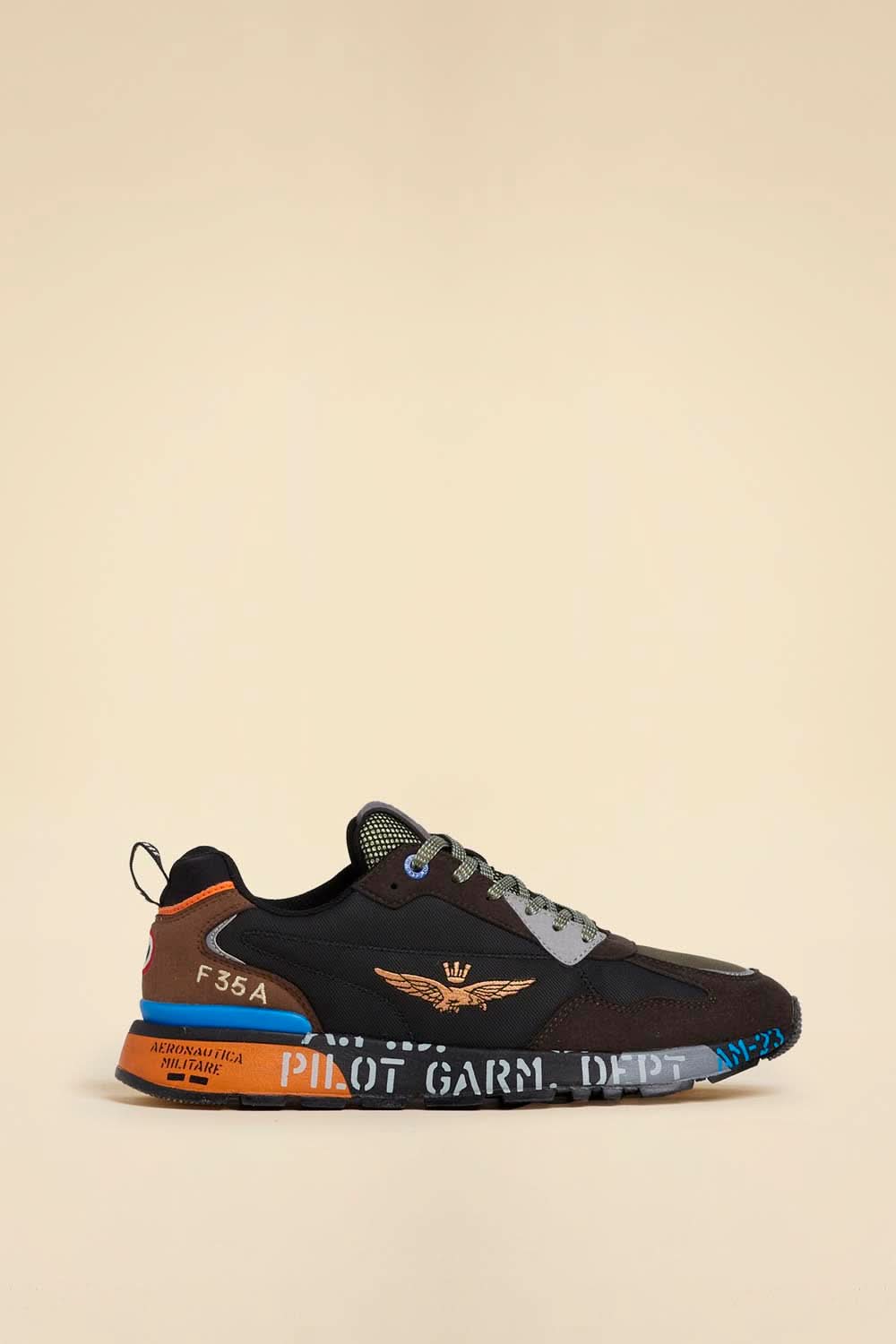Men's black and brown sneakers