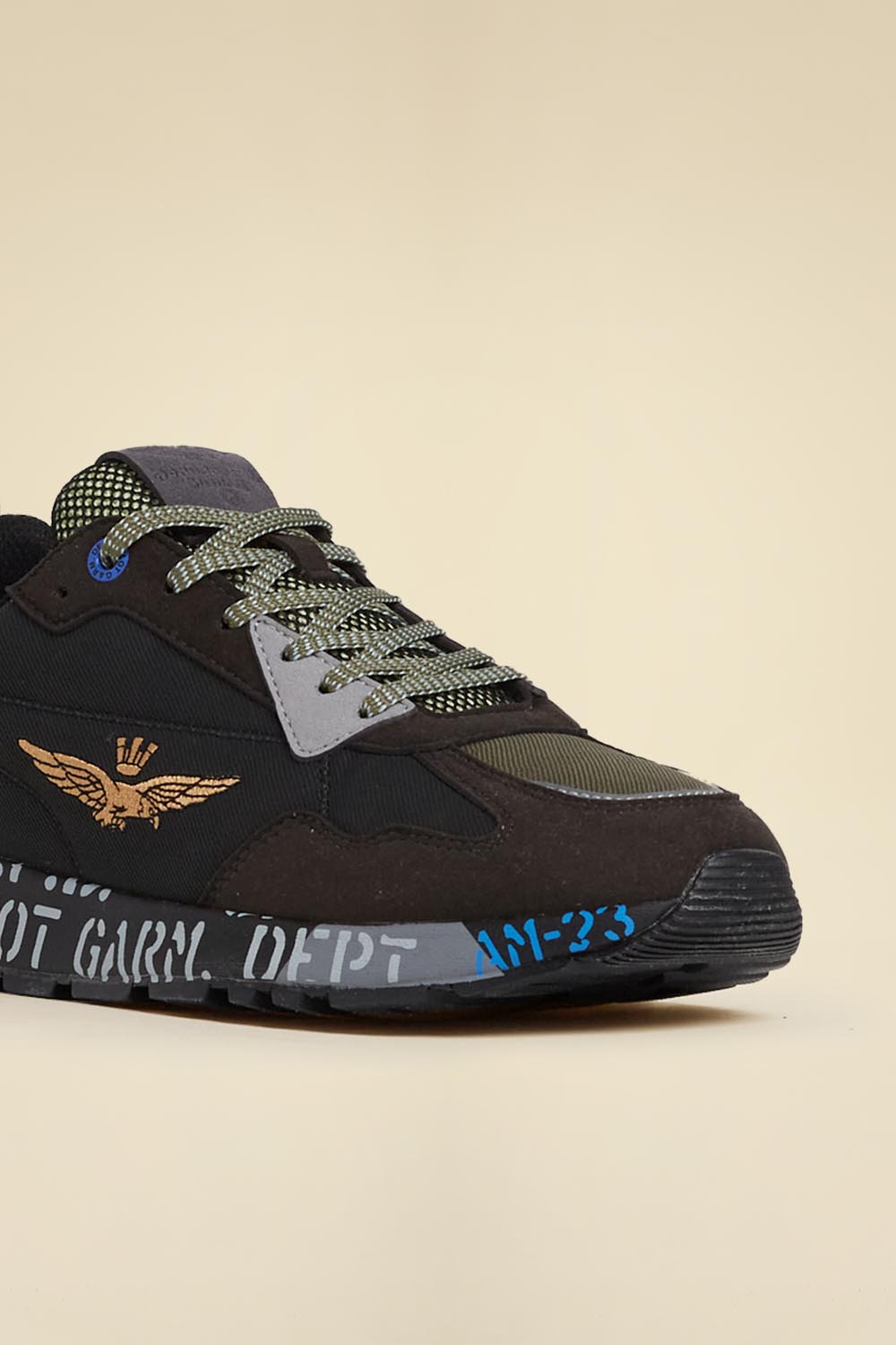 Sneakersy męskie czarno brązowe