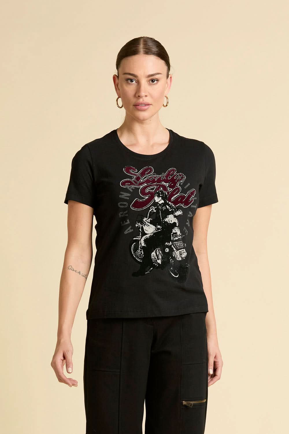Czarny T-shirt Pilotessa