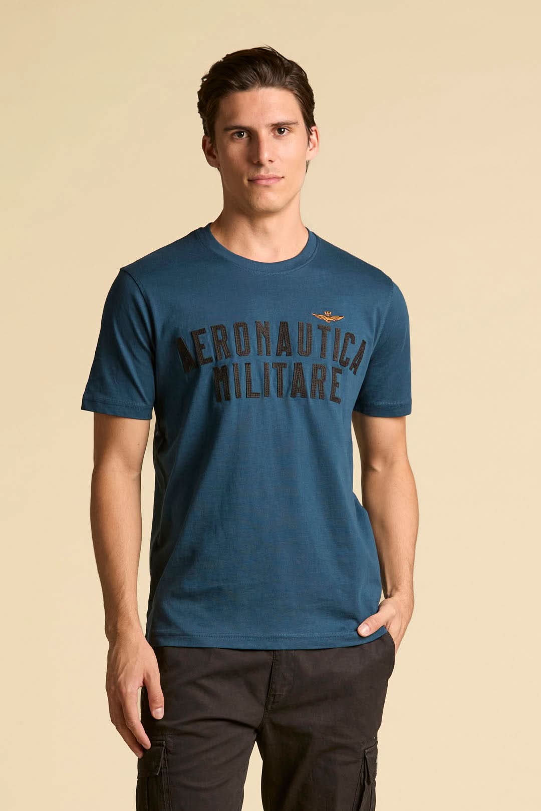 Blue women's t-shirt with logo