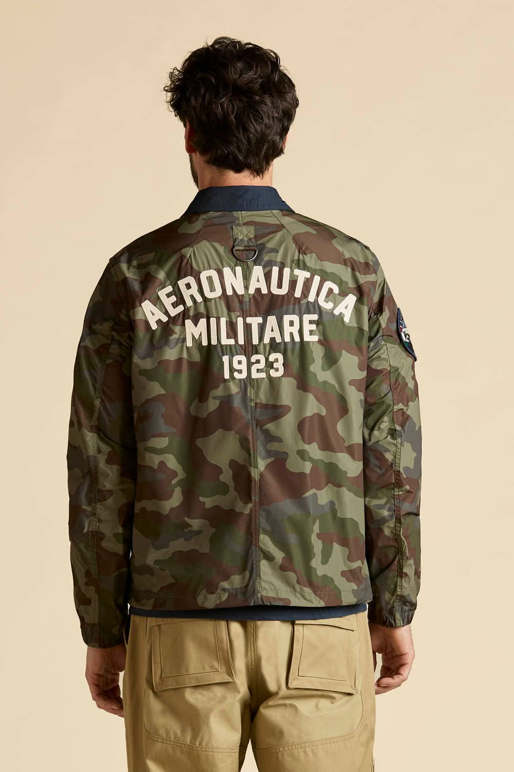 Men's camo packable coach jacket