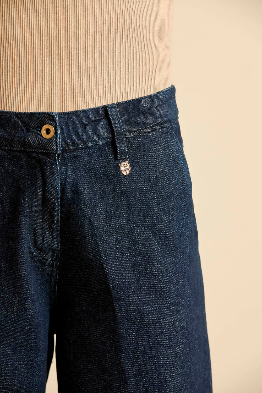 Jeansy palazzo z denimu damskie