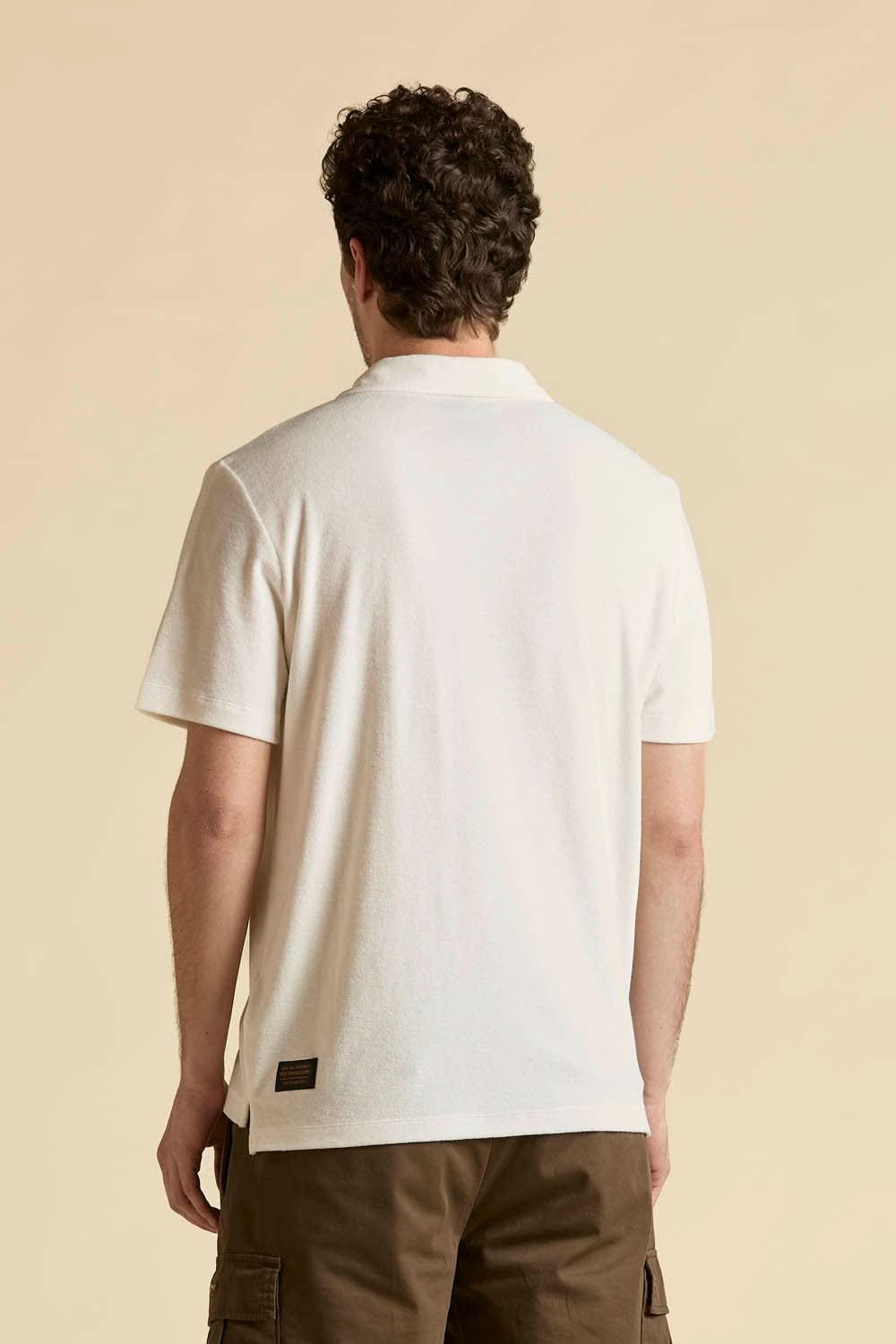 White terry cotton Polo shirt with a pocket