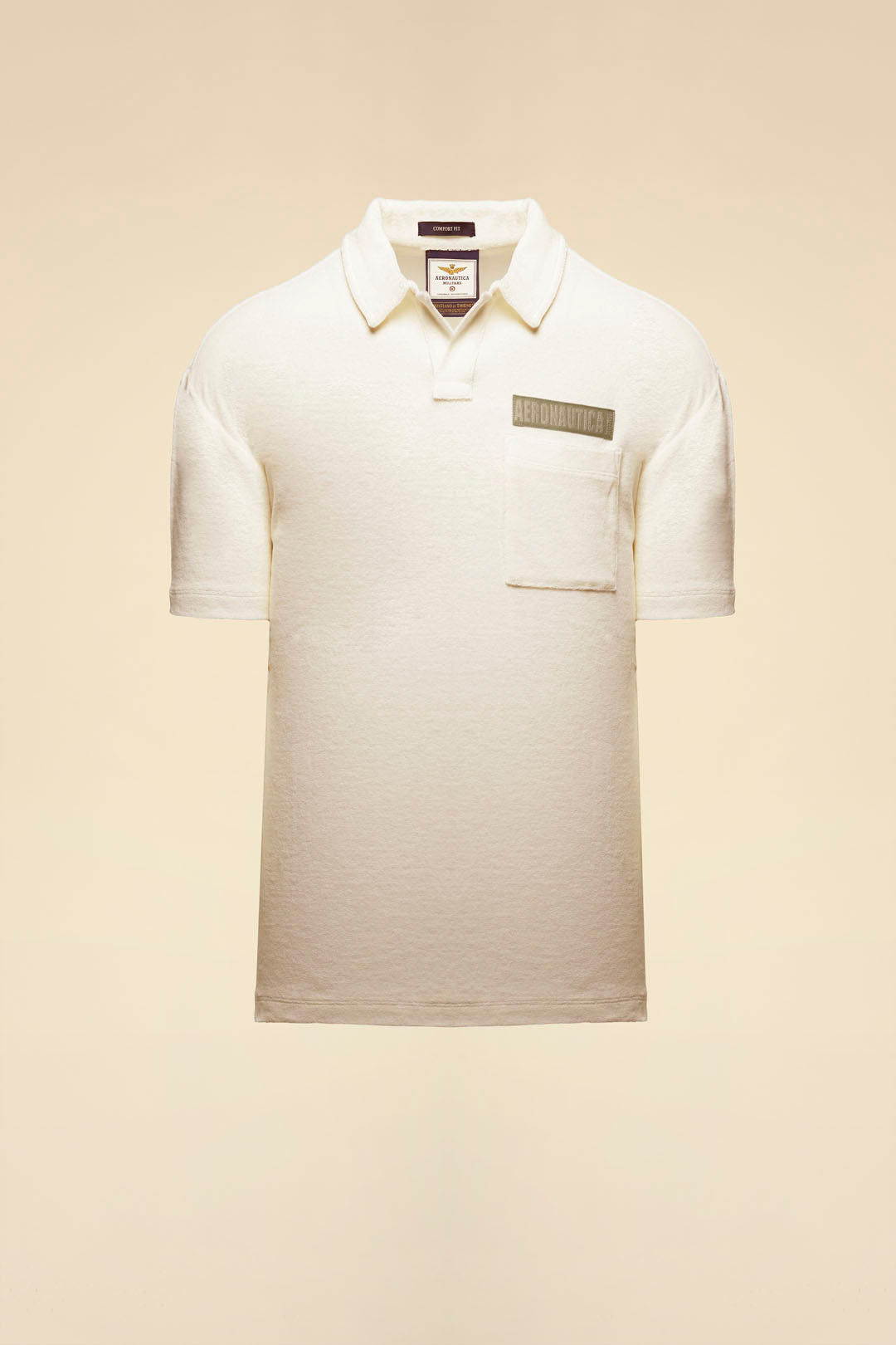 Biała Polo z bawełny frotte z kieszonką