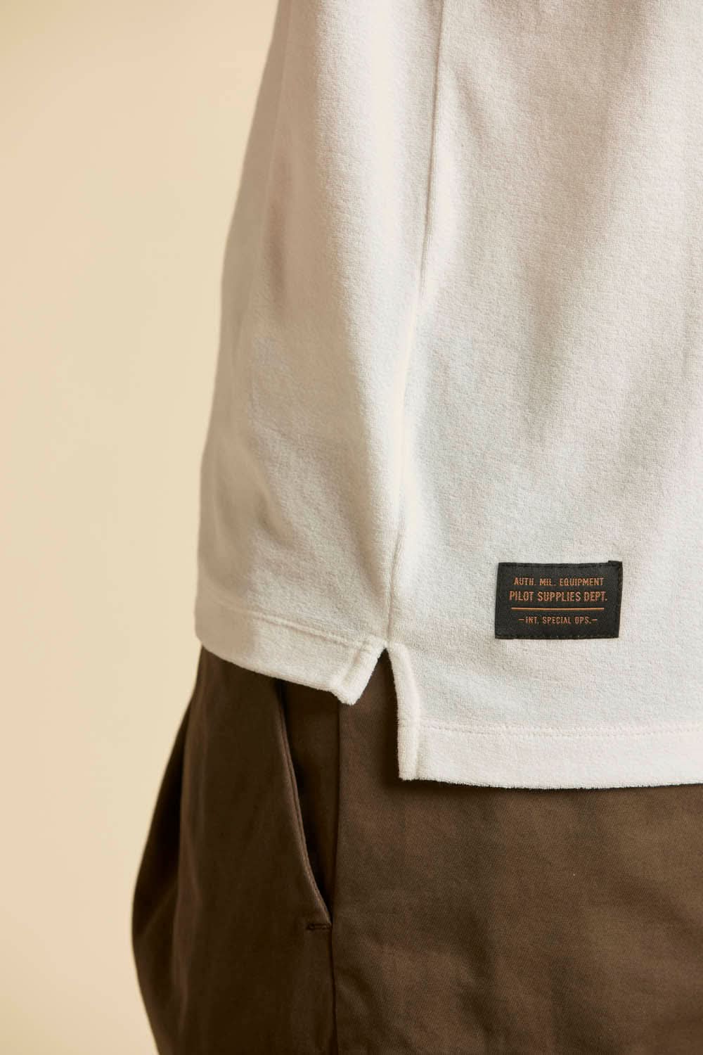 White terry cotton Polo shirt with a pocket
