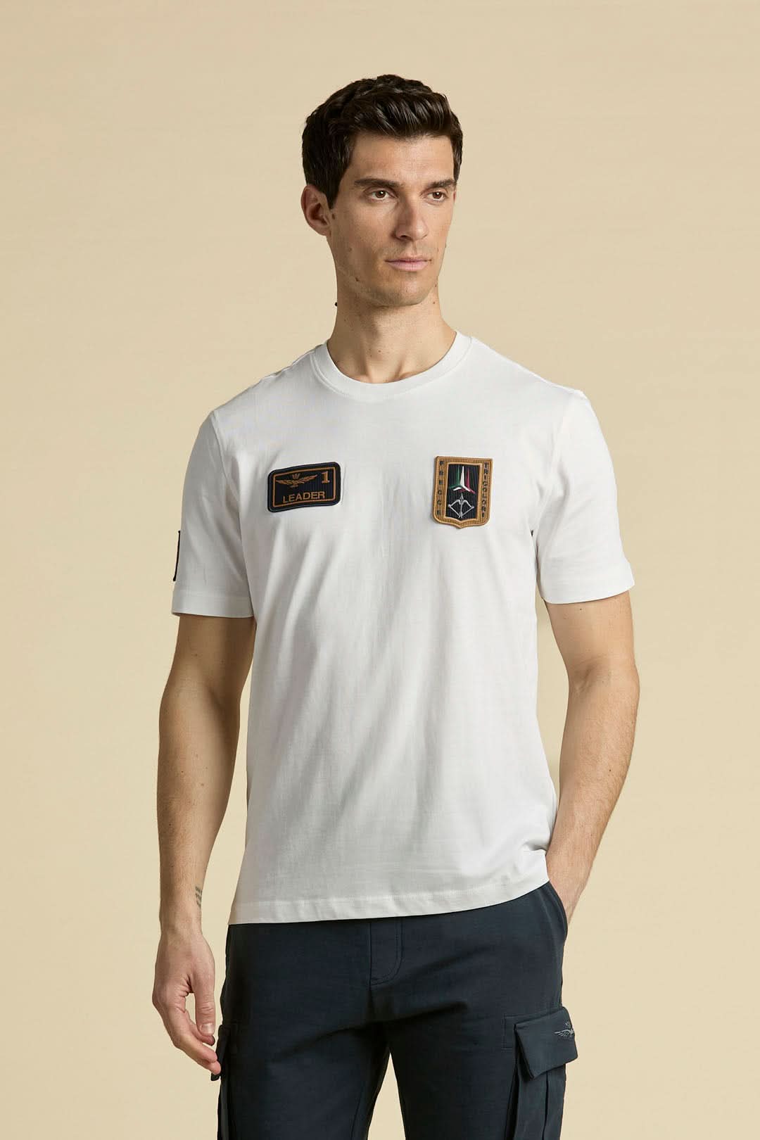 White T-shirt with Frecce Tricolori patches - men's