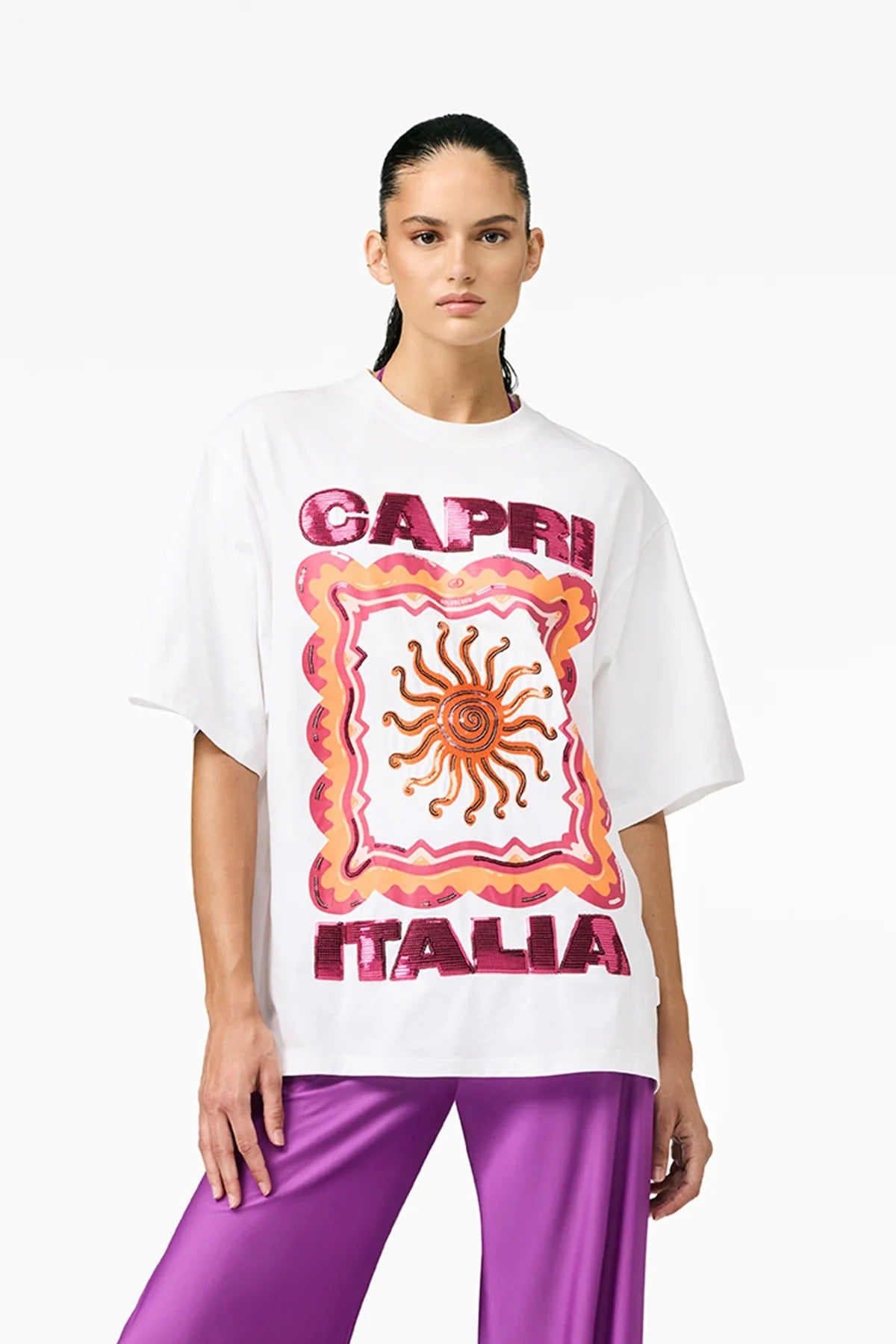 Biały T-shirt RAYA short sleeve top