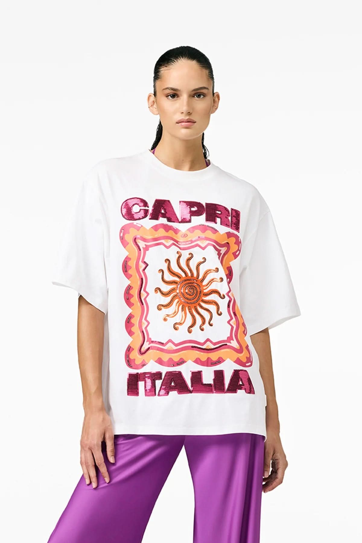 Biały T-shirt RAYA short sleeve top
