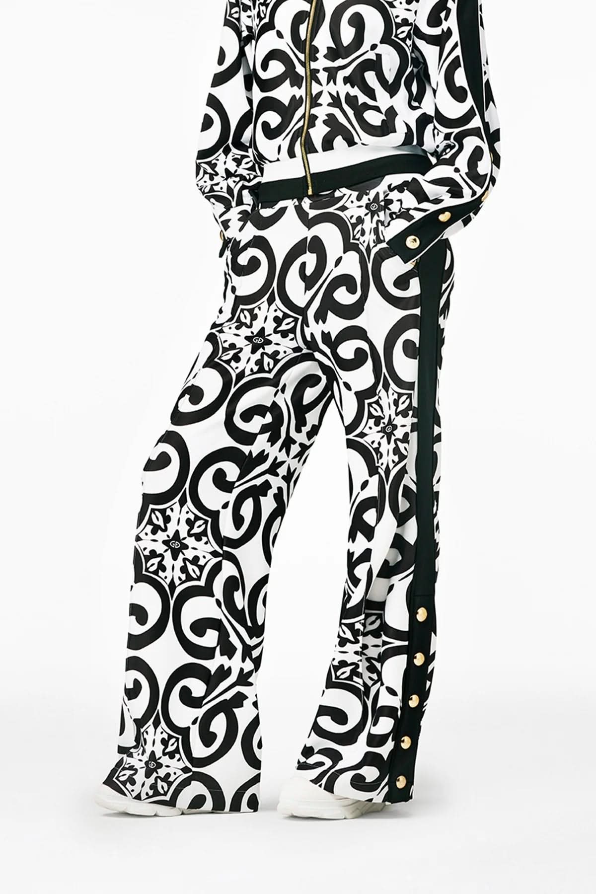 Czarno białe spodnie ALISIA track pants