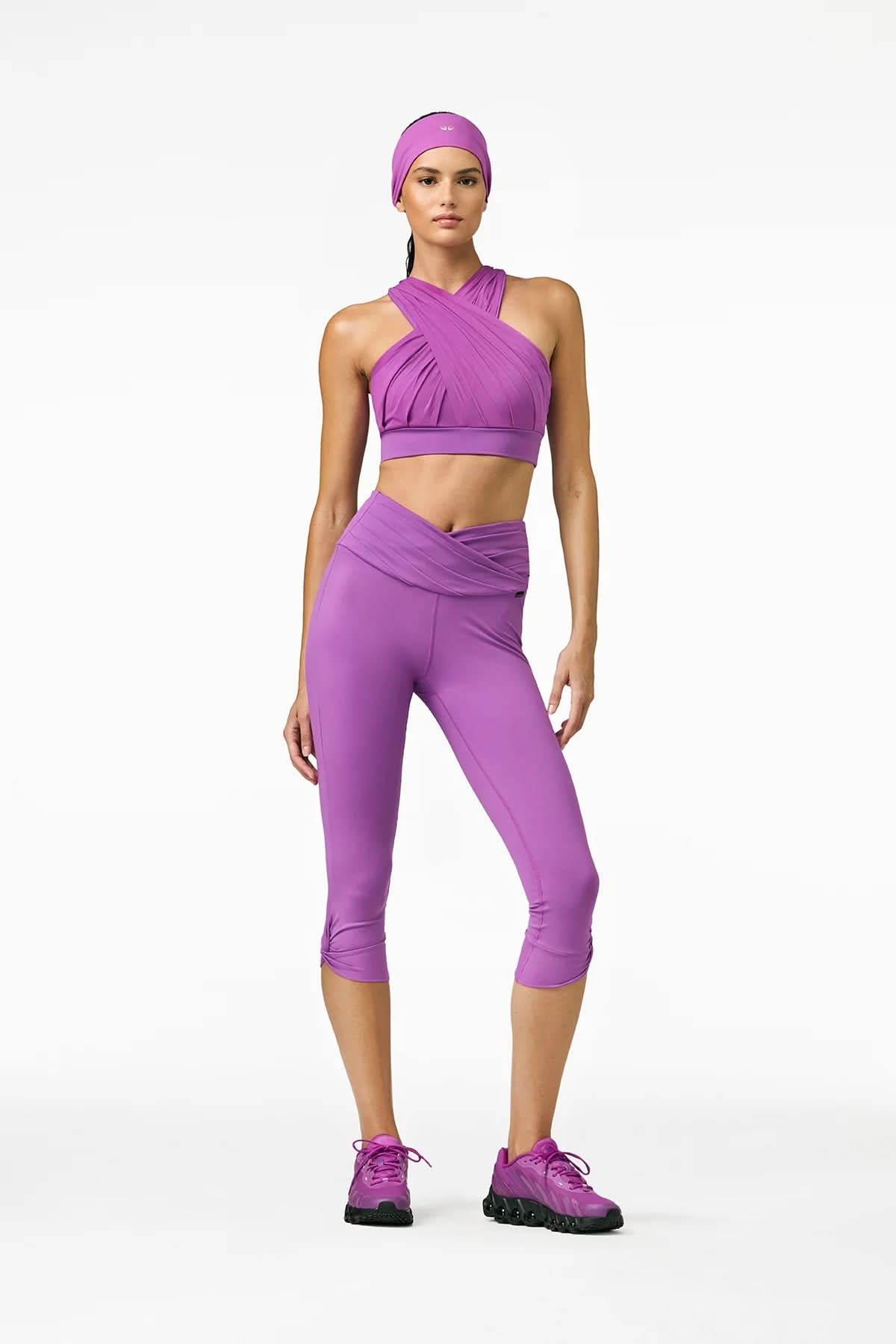 Fioletowe leginsy COASIS capri tight