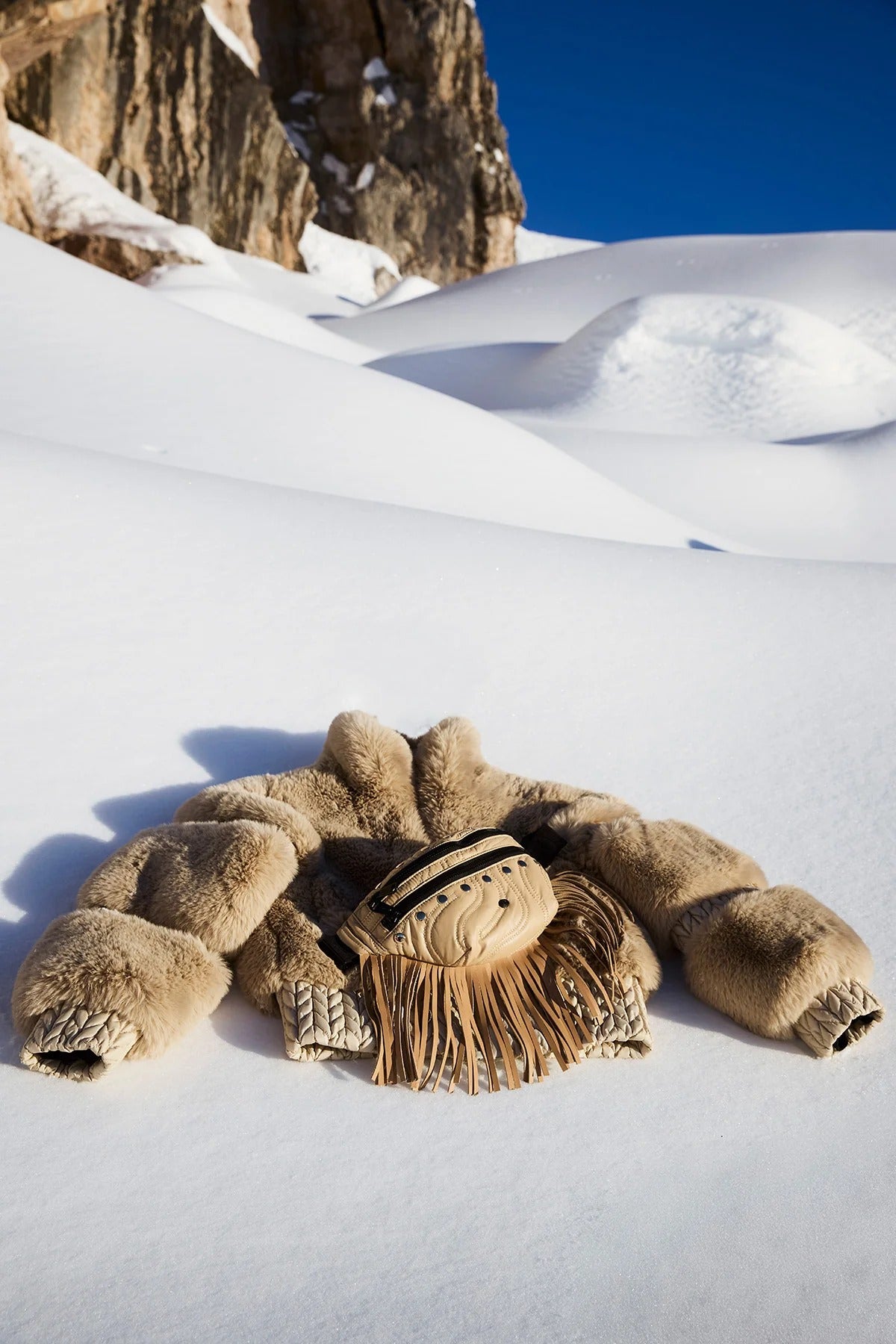 FURRY fur ski jacket brown