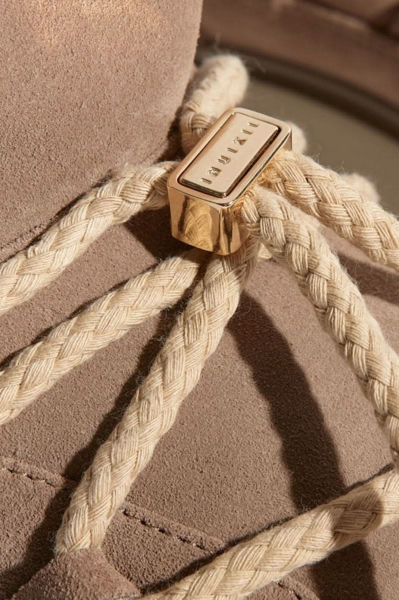 Beige Leather Classic Low Platform Winter Boots
