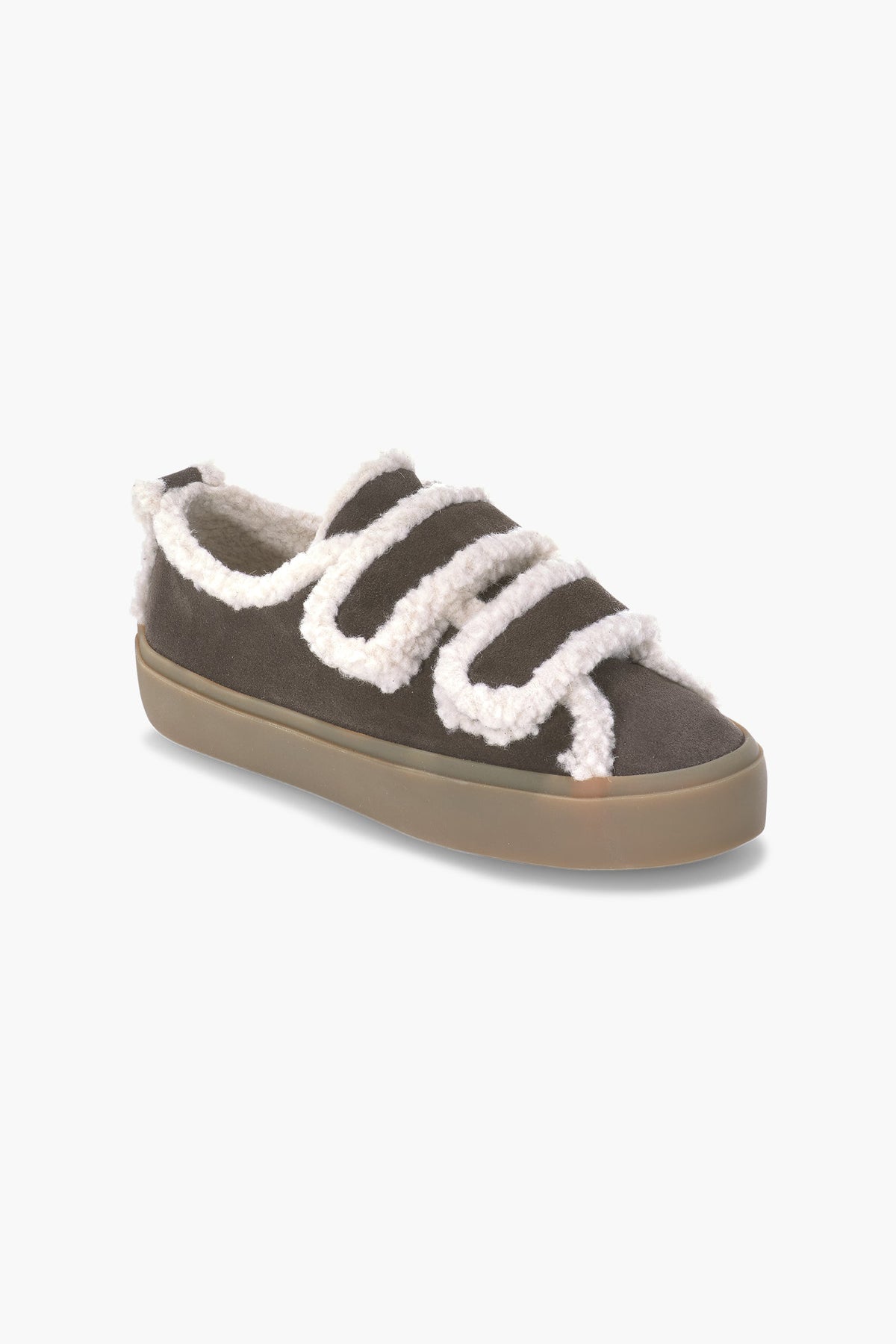 Ciemnobrązowe sneakersy SHEARLING LOW VELCRO