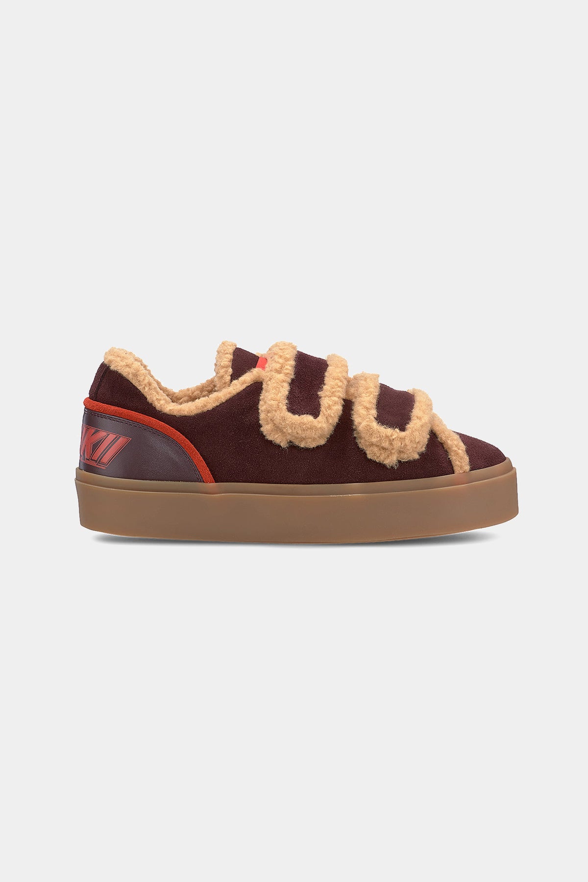 Bordowe sneakersy LILA SHEARLING LOW VELCRO