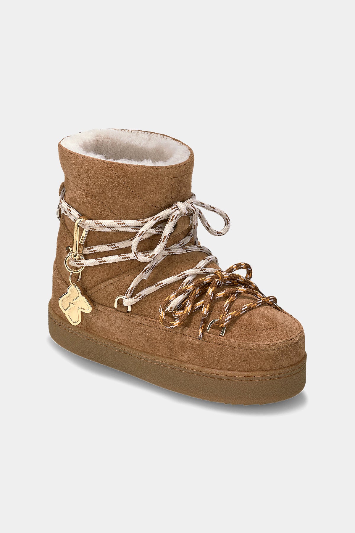Brązowe buty zimowe QUILTED SUEDE