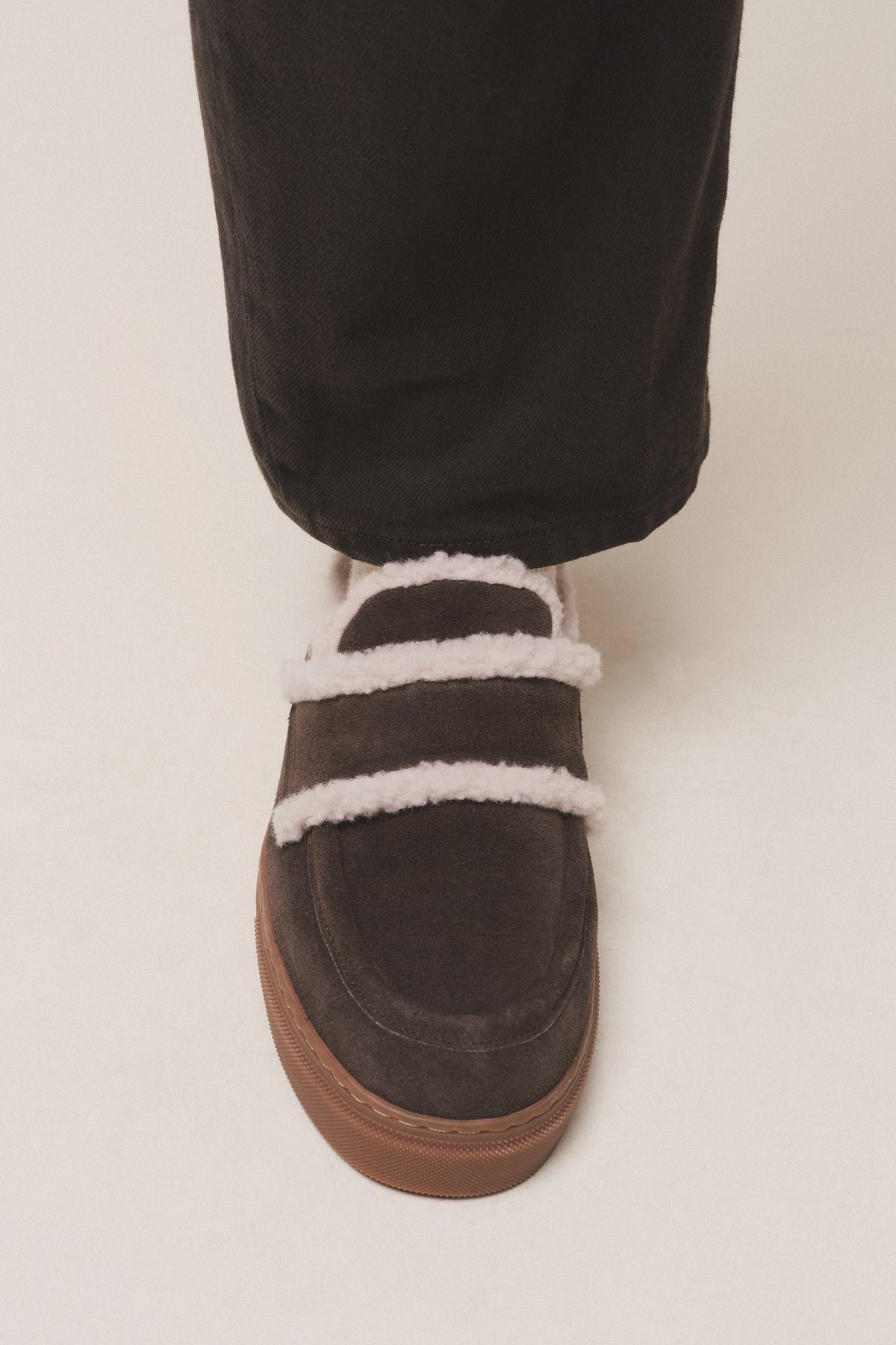 Ciemnobrązowe mokasyny ocieplane Shearling Loafer Plan