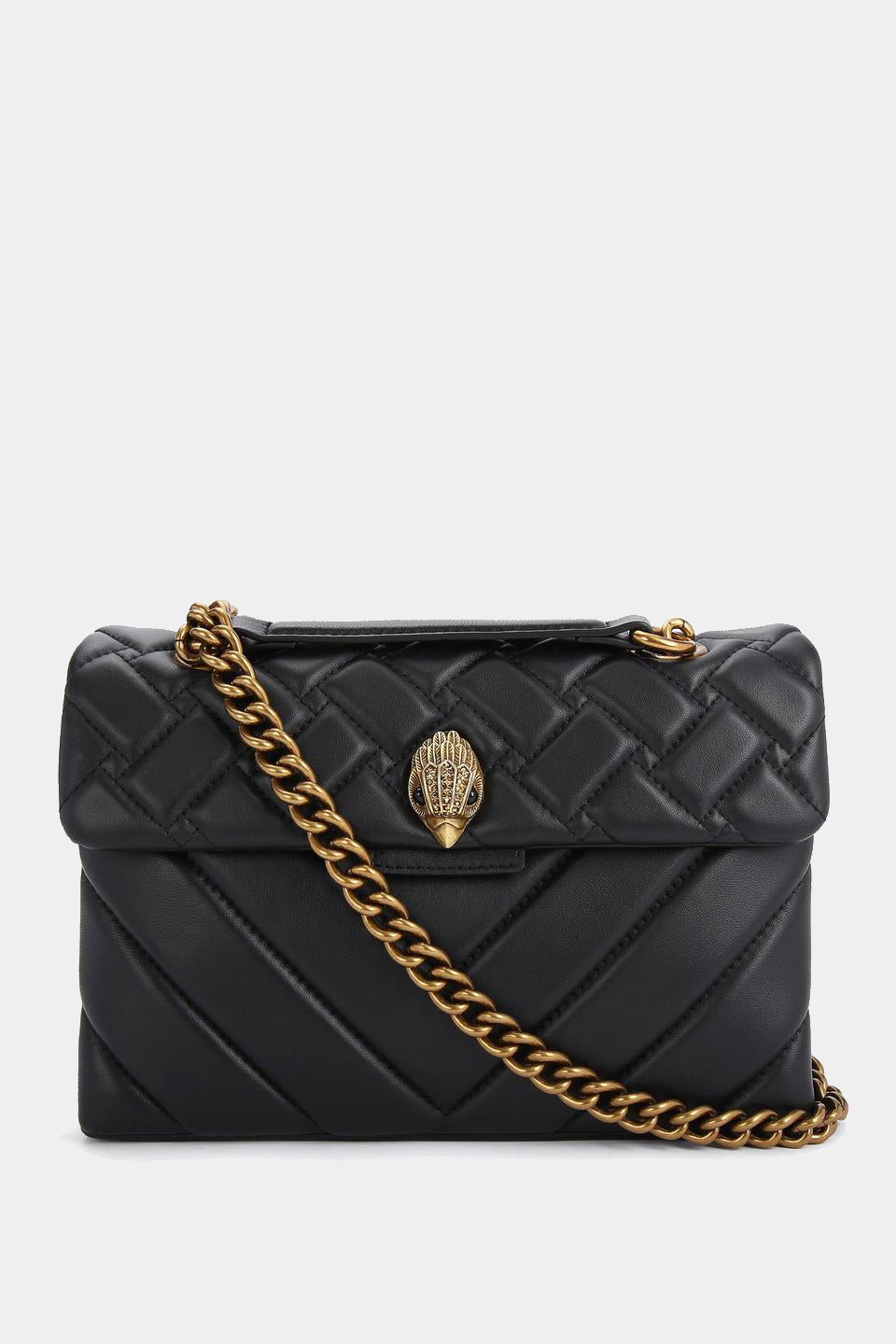 Czarna skórzana pikowana torebka Leather Kensington