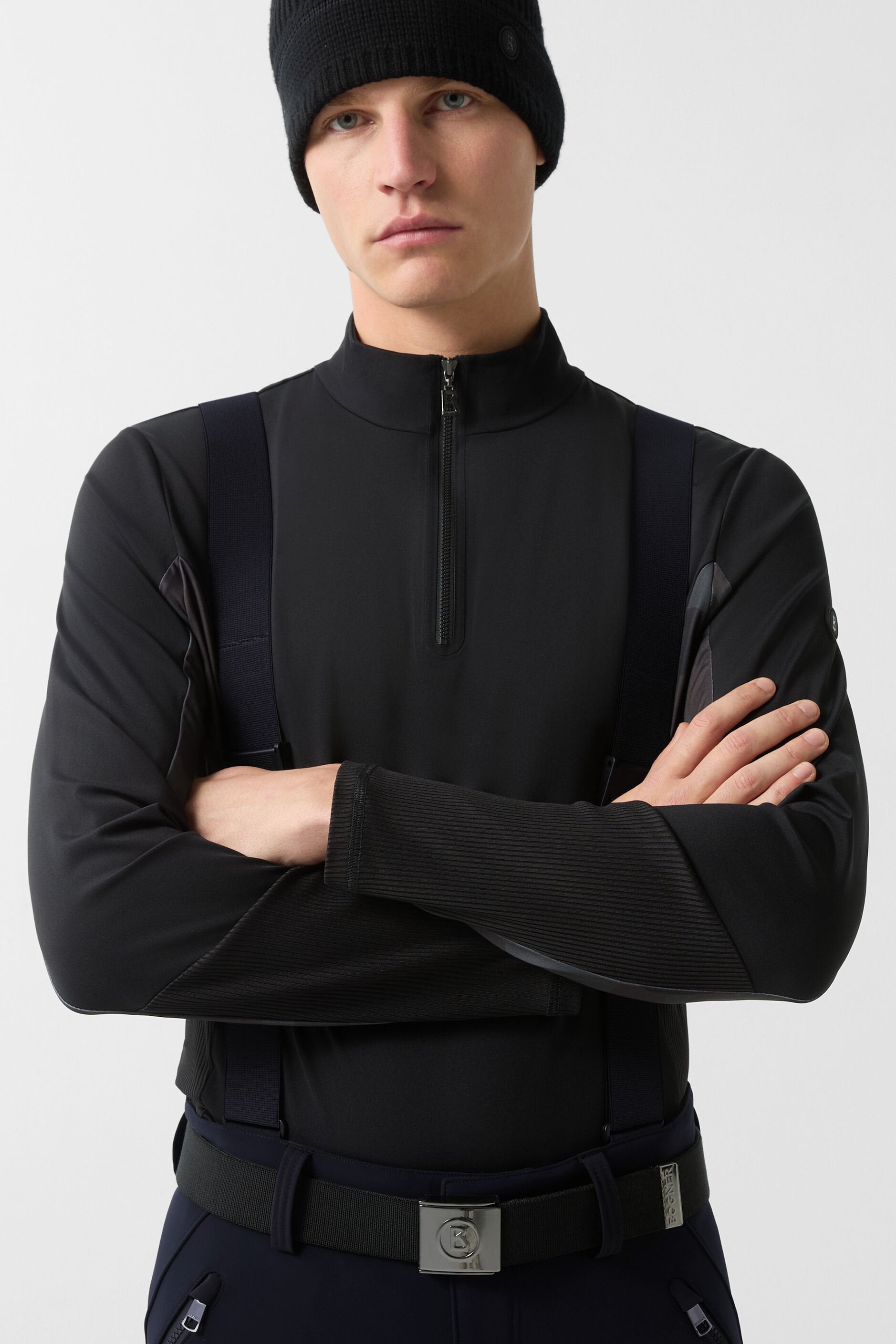 Czarne spodnie narciarskie z szelkami CURT2