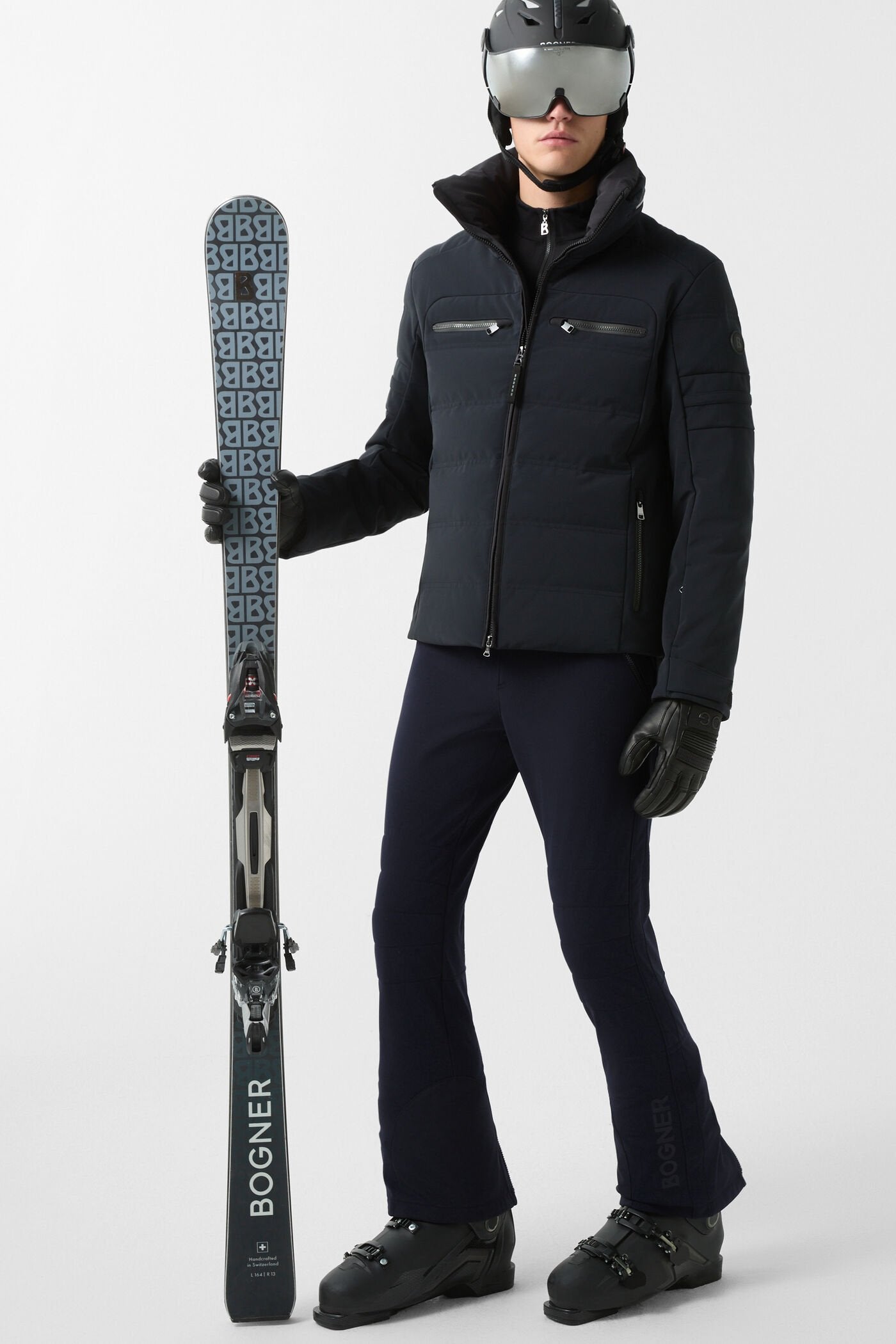 Czarne spodnie narciarskie z szelkami CURT2