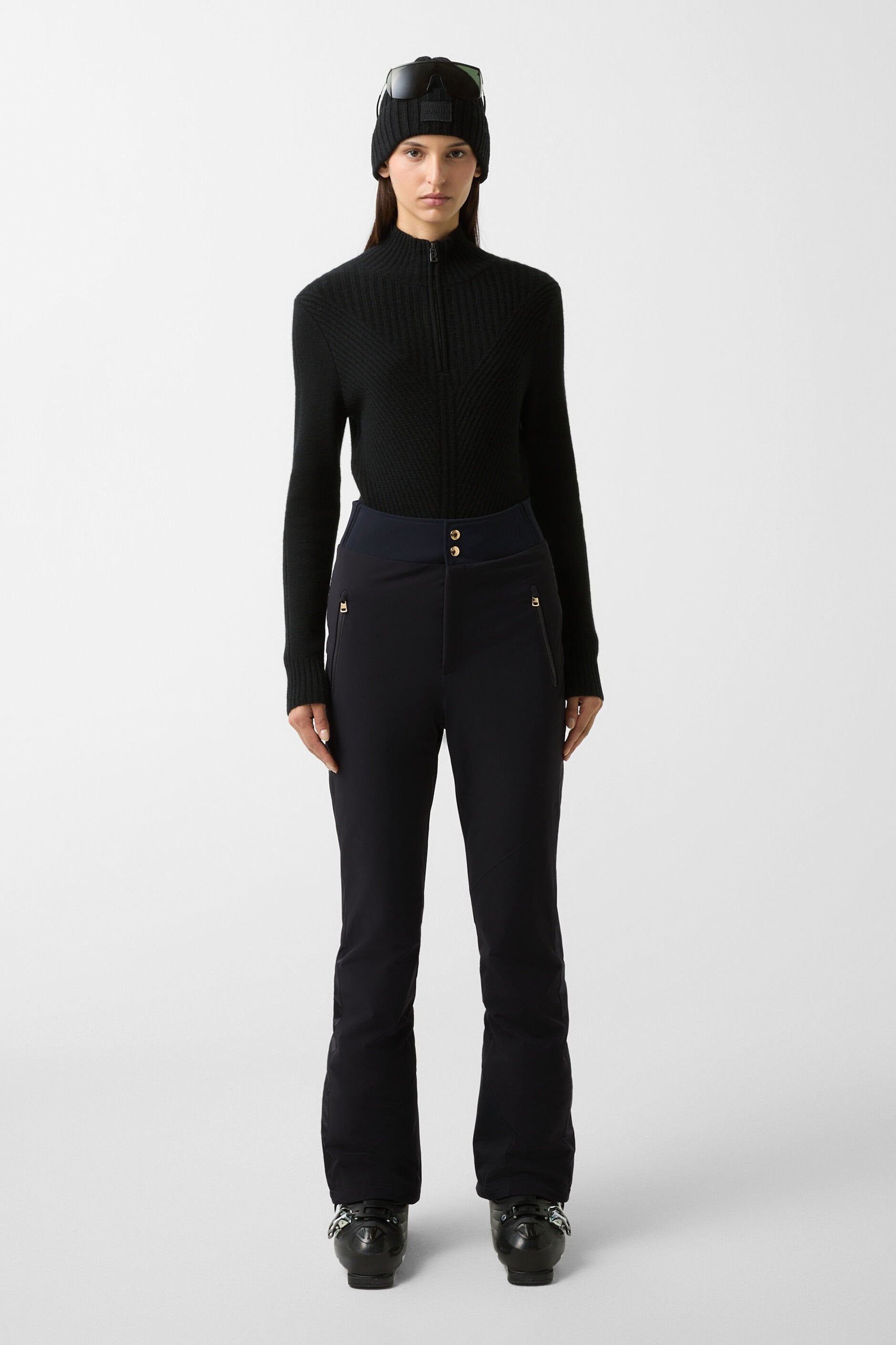 Czarne spodnie narciarskie z paskiem ILLMA-T